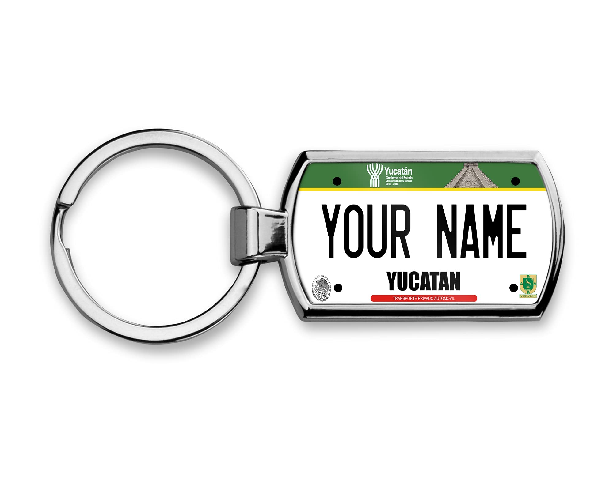 Personalized Custom Name Metal Keychain License Plate - BRGiftShop | Unique Gift for Mexico Yucatan Travelers, Car Keys & Backpack Accessory