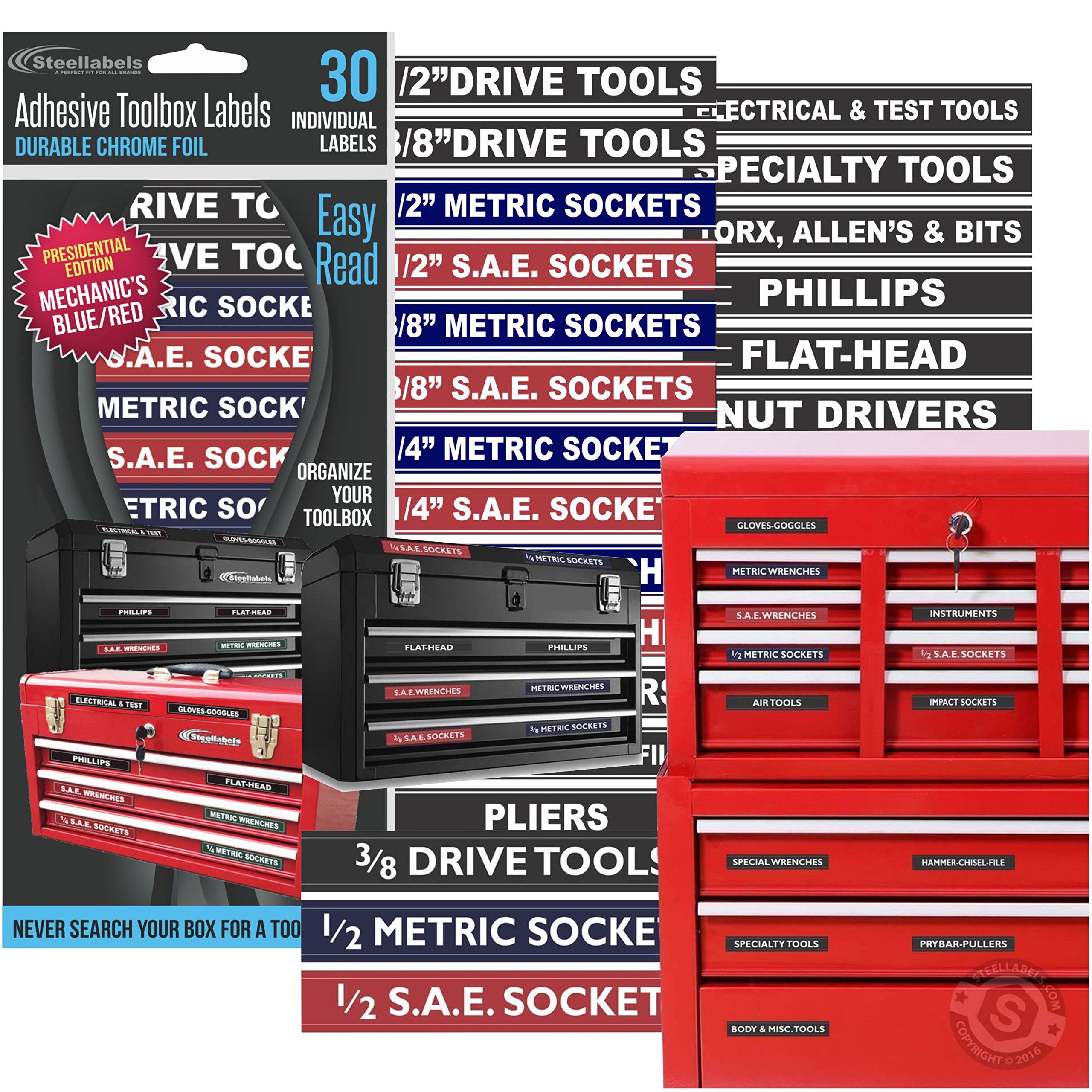 Durable Blue Adhesive Toolbox Labels - Waterproof & Tear-Resistant for Workshop, Garage & Tool Organization - Perfect for DIY, Construction & Home Improvement Projects