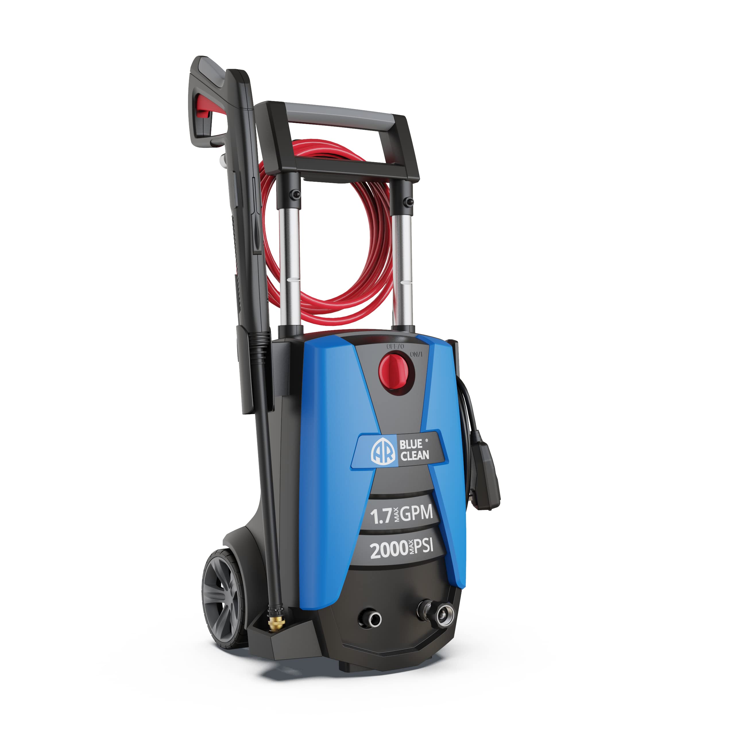 AR Blue Clean BC383HS Electric Pressure Washer - 2000 PSI, 1.7 GPM, 13 Amps with Bayonet Connect Accessories | Portable High Pressure Cleaner for Cars, Patios, Driveways & Home Exteriors | Includes Telescopic Handle & On-Board Storage