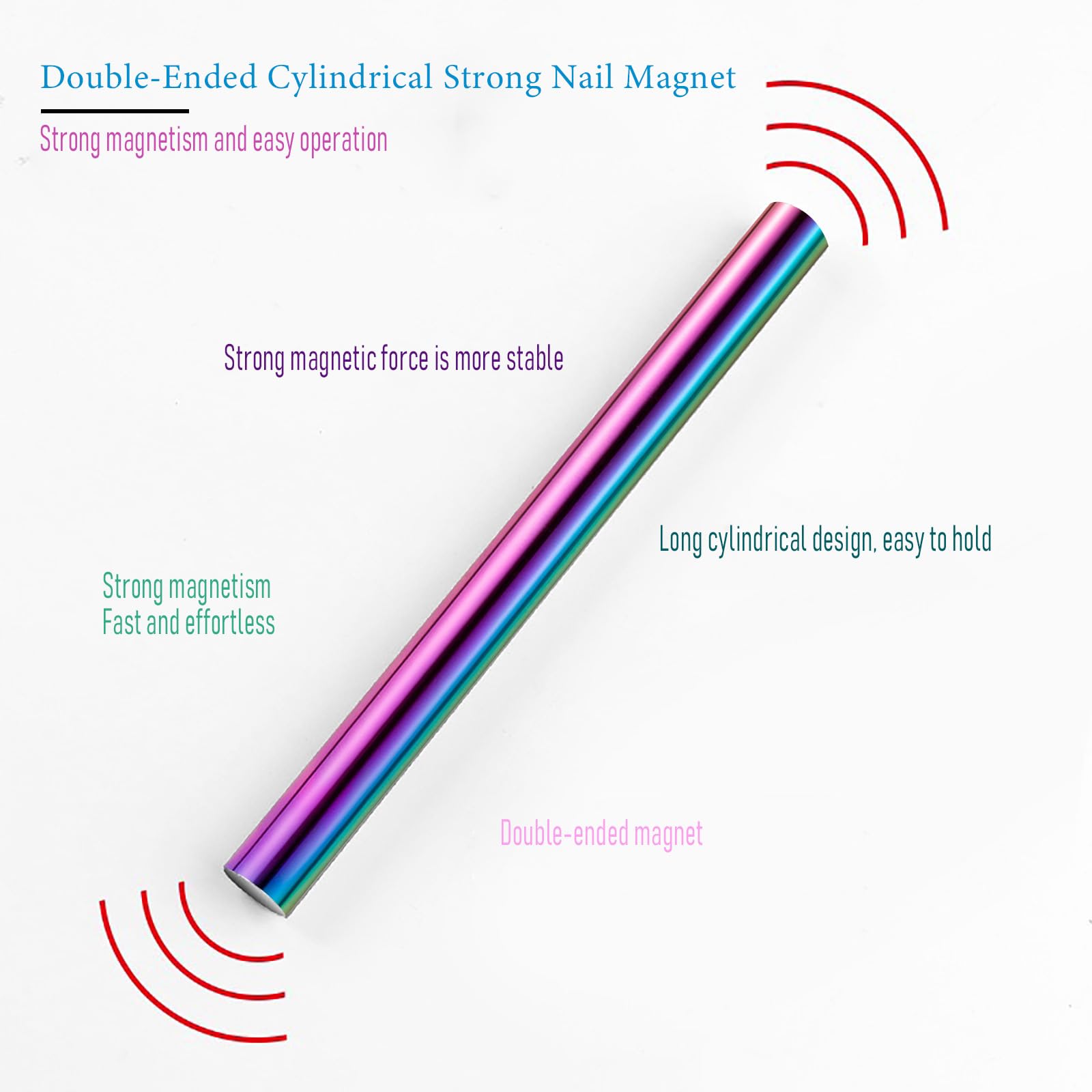 2-Piece Double-Ended Cat Eye Nail Magnet - Iridescent Cylindrical Strong Magnetic Tool for Cat Eye Gel Polish (Brown, 3-in-1 Design) | Perfect for Salon & DIY Nail Art at Home