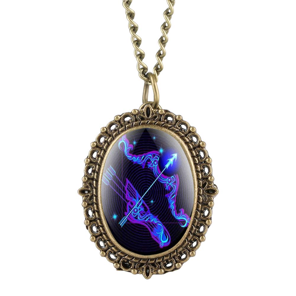Sagittarius Patch Pocket Watch for Women - Unique Dark Blue Pattern, Classic White Arabic Numerals Dial - Vintage Style Gift for Girls & Teens - Perfect for Cosplay, Steampunk Fashion & Collectors
