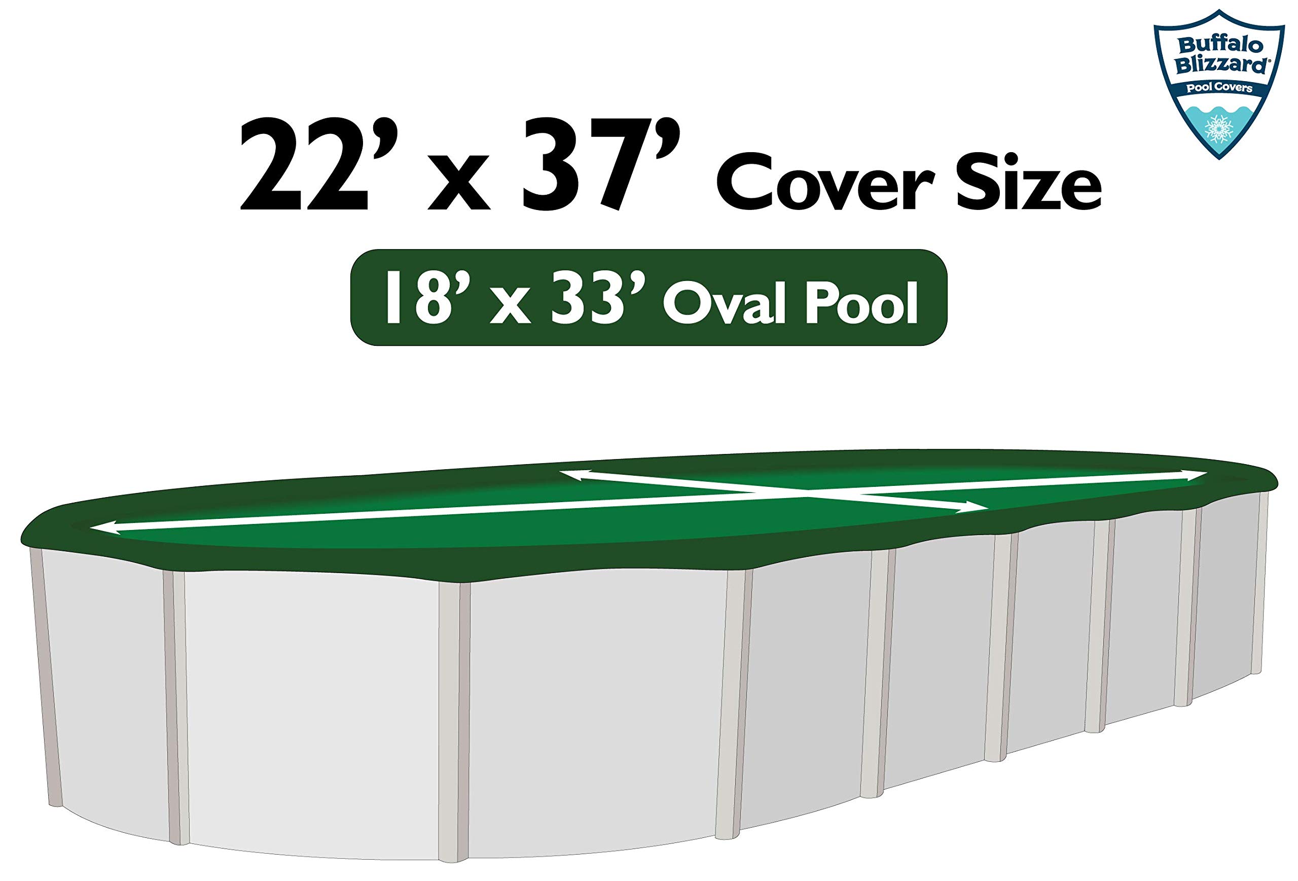 Buffalo Blizzard 18x33/34ft Oval Above Ground Pool Cover - Heavy Duty Reversible Winter Cover (Green/Black) with UV Protection | Shields Pools from Leaves & Debris | Perfect for Winter Storage & Seasonal Protection