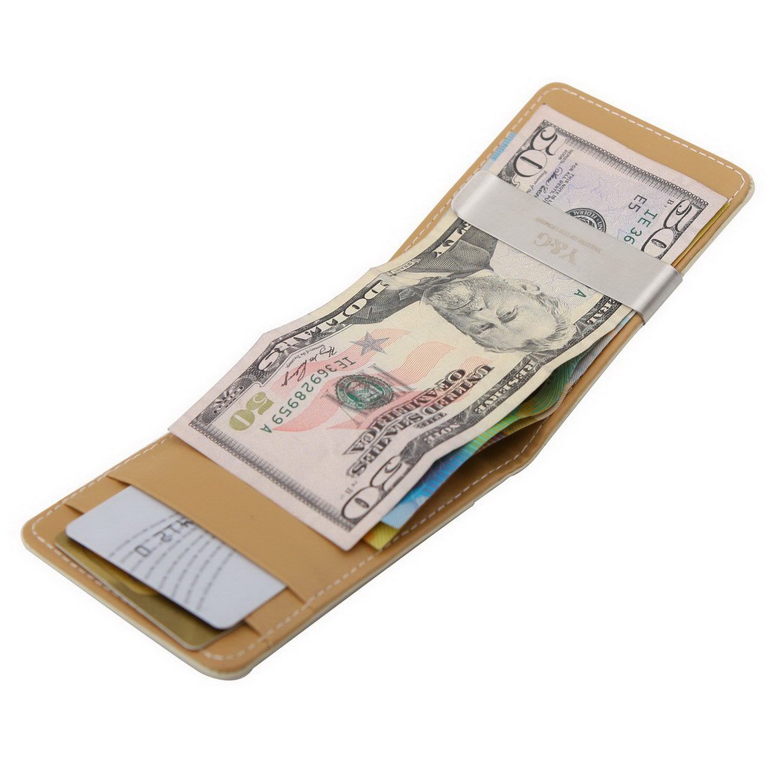 Premium Brown/Beige Genuine Leather Men's Wallet with Money Clip - Slim RFID Blocking Credit Card Holder & Magnetic Cash Clip MW1001 - Perfect for Business, Travel & Everyday Use