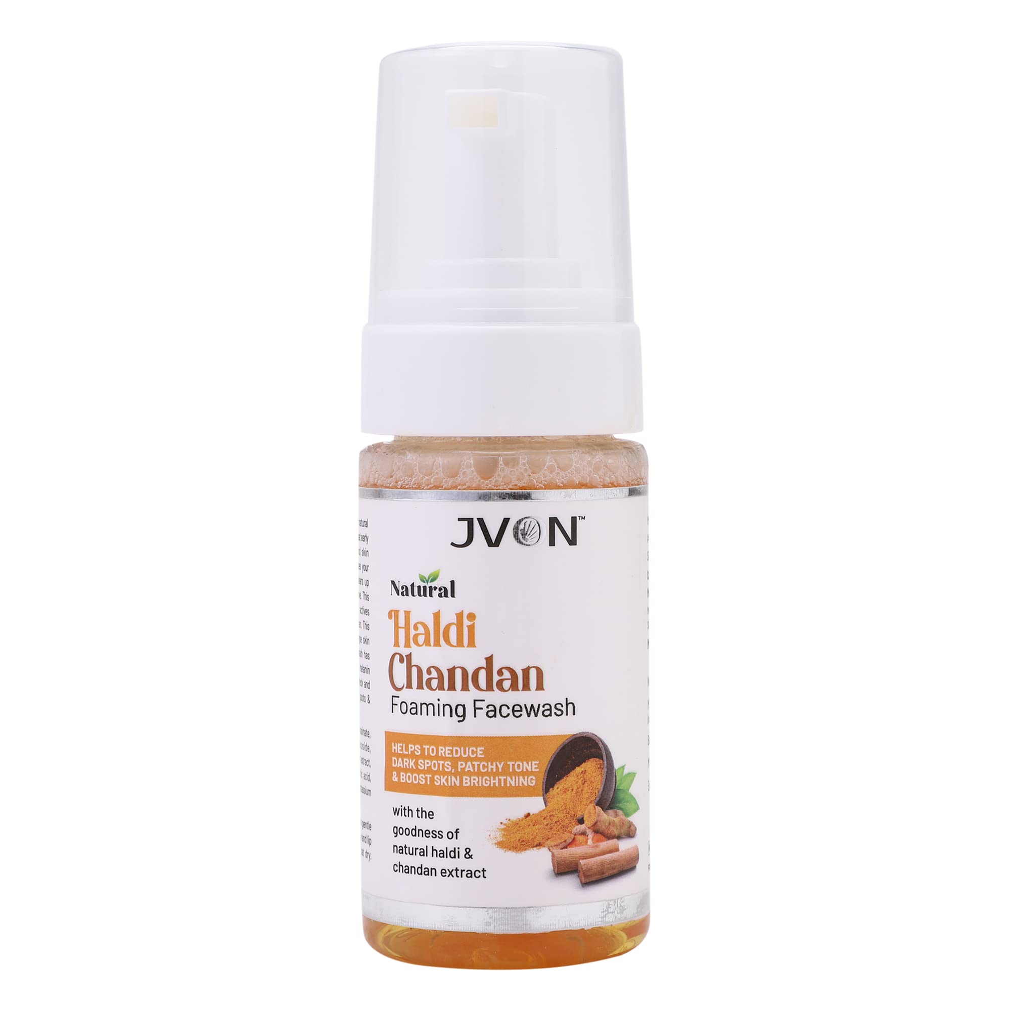 JVON Haldi Chandan Foaming Face Wash - 120ml | Turmeric & Sandalwood Cleanser for Glowing Skin | Perfect for Daily Skincare & Acne-Prone Skin