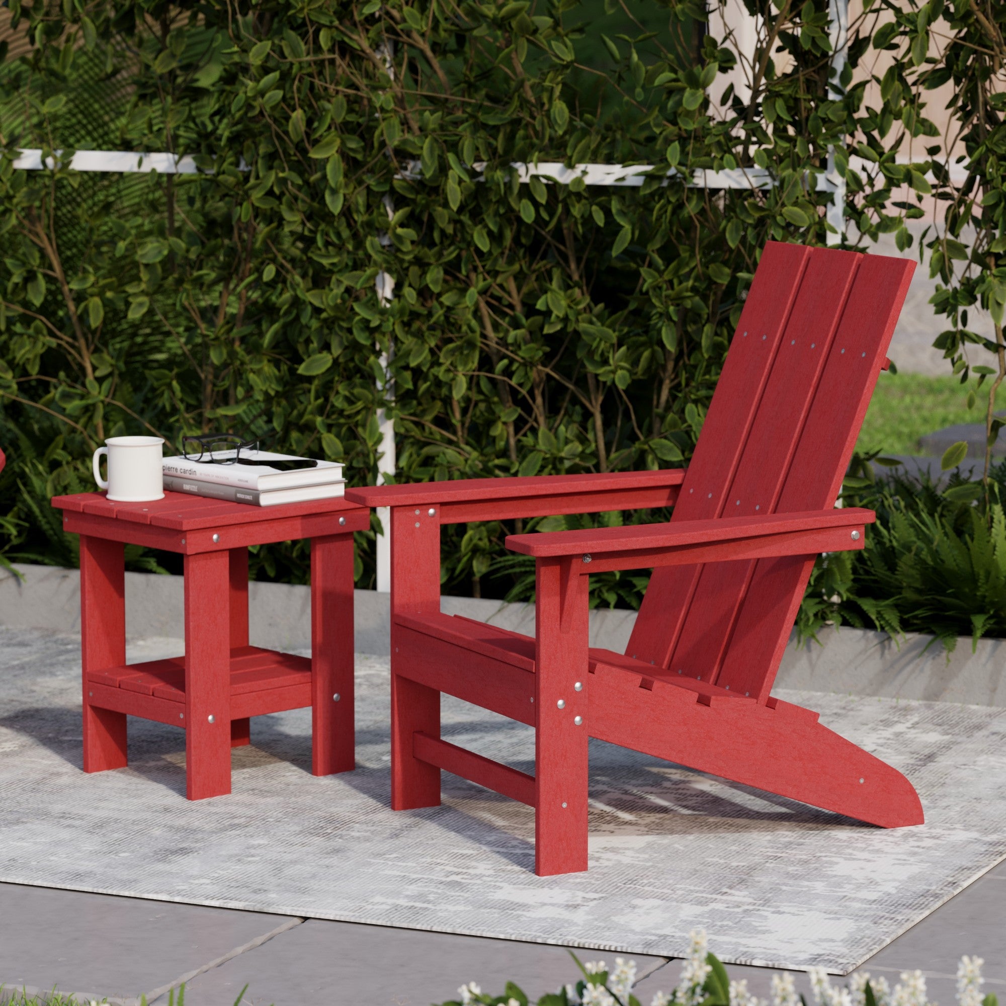 Freedom 3-Piece Modern Adirondack Chair Set with Side Table - Outdoor Patio Furniture for Backyard, Garden & Poolside Relaxation