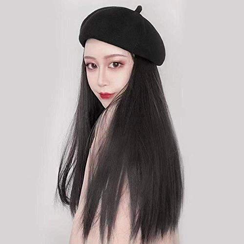 BGHJUE Bailey Hat Wig for Women - Winter Long Curly & Straight Natural Looking Synthetic Hair with Hat - Trendy Autumn Hairstyle for Daily Wear, Parties & Cosplay