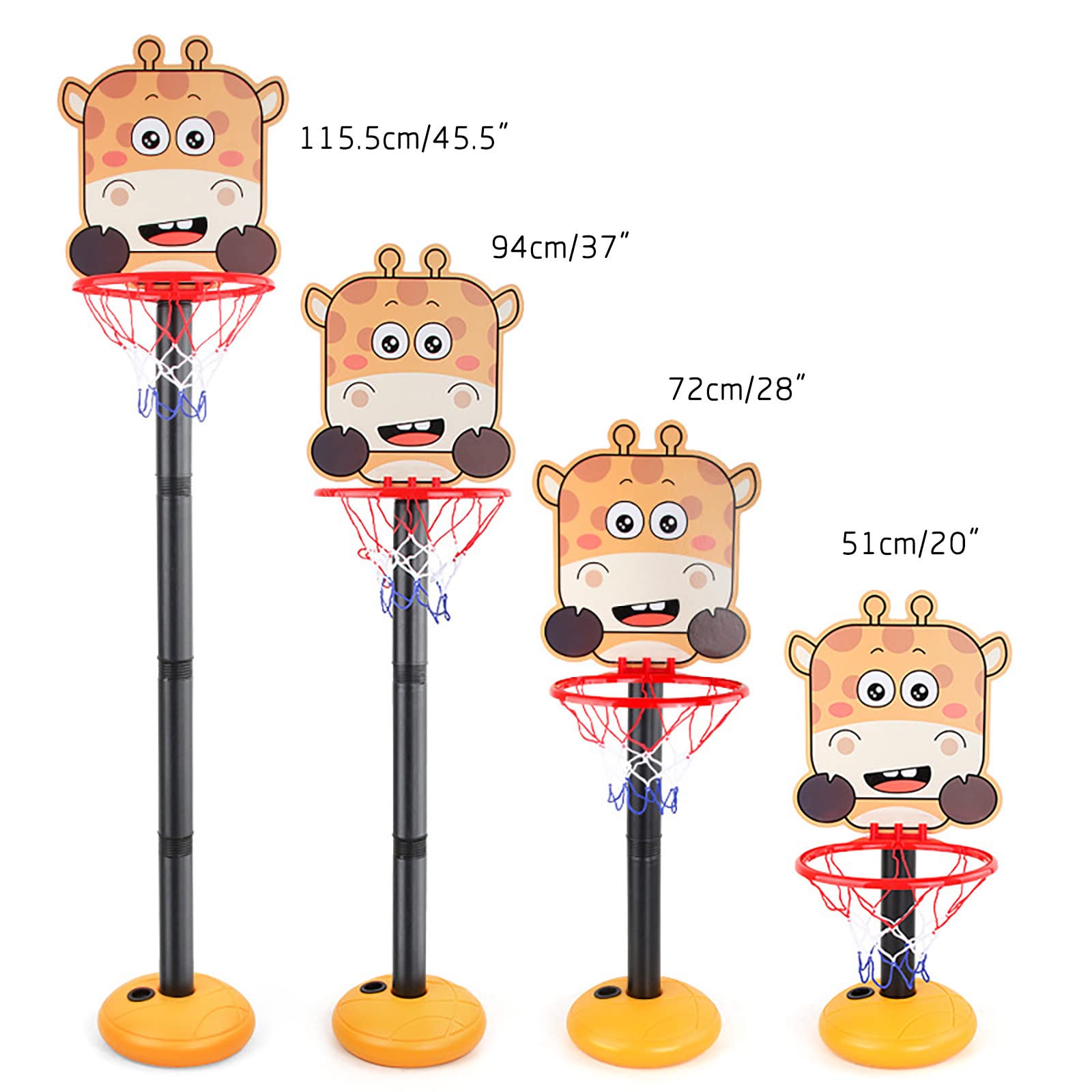 QBCZGX Kids Basketball Hoop - Adjustable Height Cartoon Basketball Goal for Indoor & Outdoor Play - Perfect Sports Toy Gift for Boys & Girls - Great for Backyard, Playroom & Driveway Fun