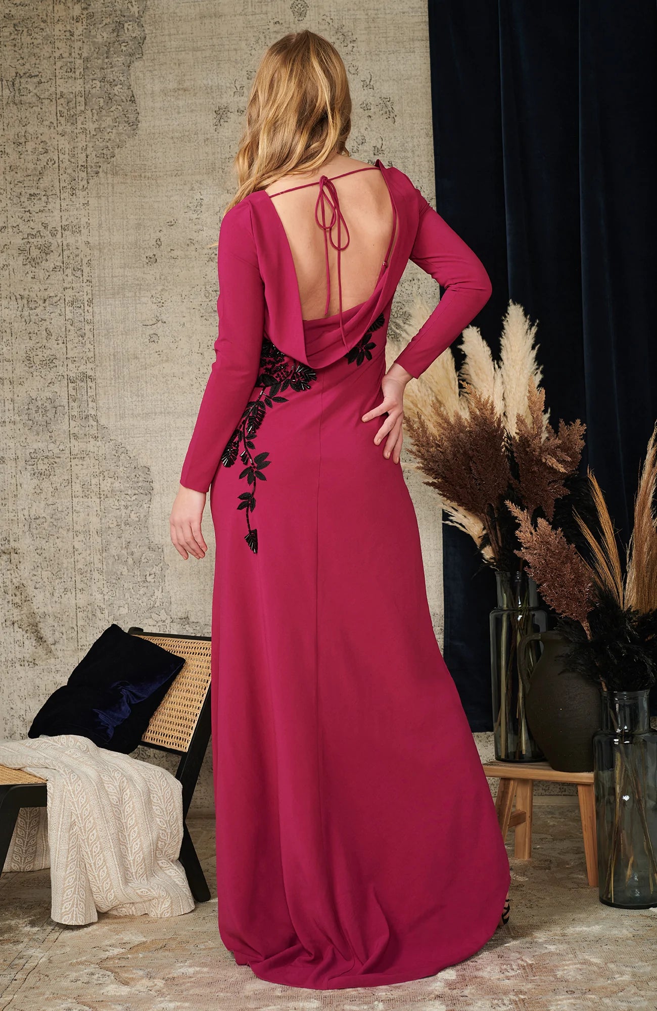 Eli Cowl Neck Long Maxi Dress for Women - Elegant Flowy Evening Gown for Parties, Weddings & Special Occasions