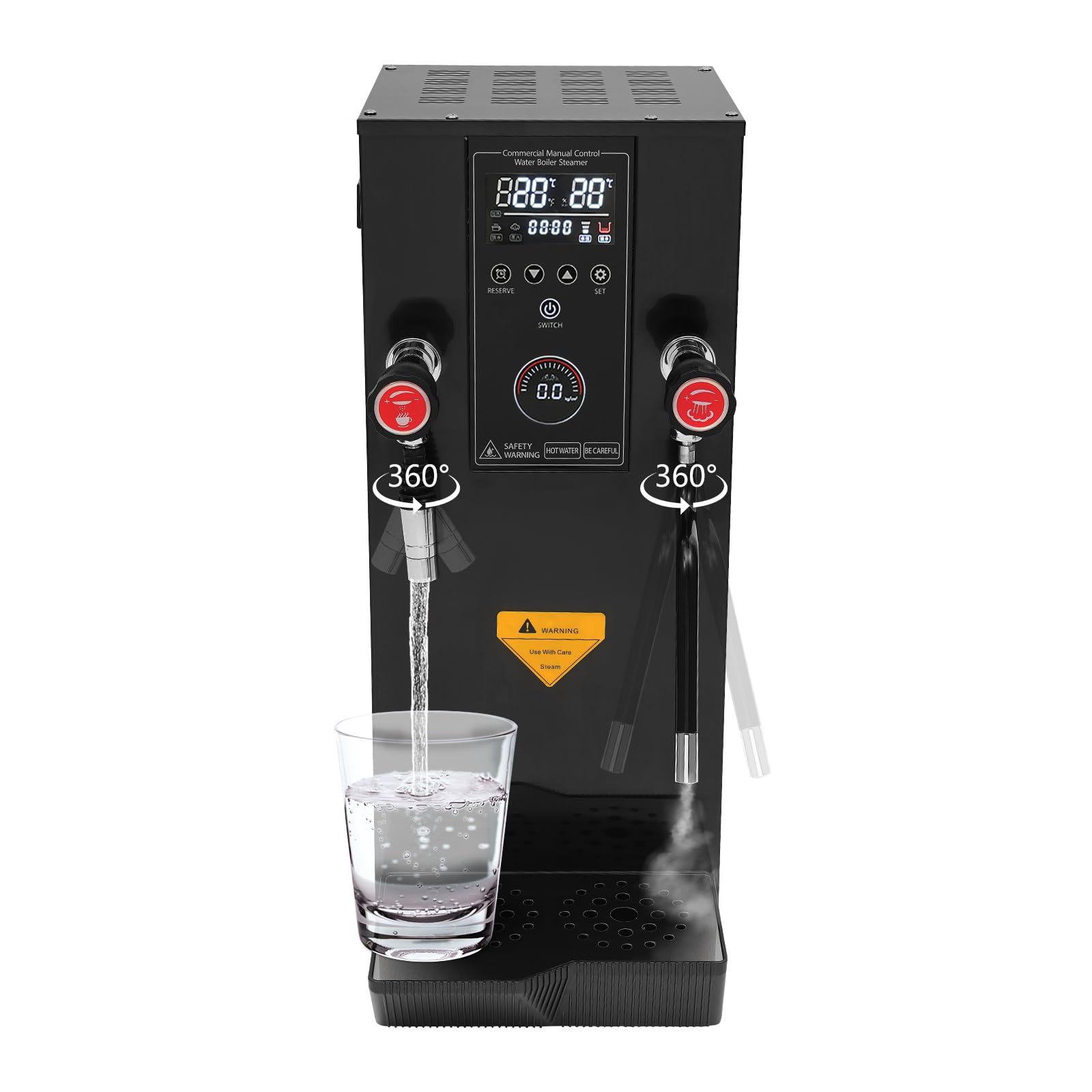 12L/3.2Gal Commercial Electric Steam Water Boiler with LCD Screen - 0.1-4.0 Bar Adjustable Pressure, 304 Stainless Steel, 1-12H Timer - Perfect for Office, Cafe, Hotel & Restaurant Hot Water Dispensing