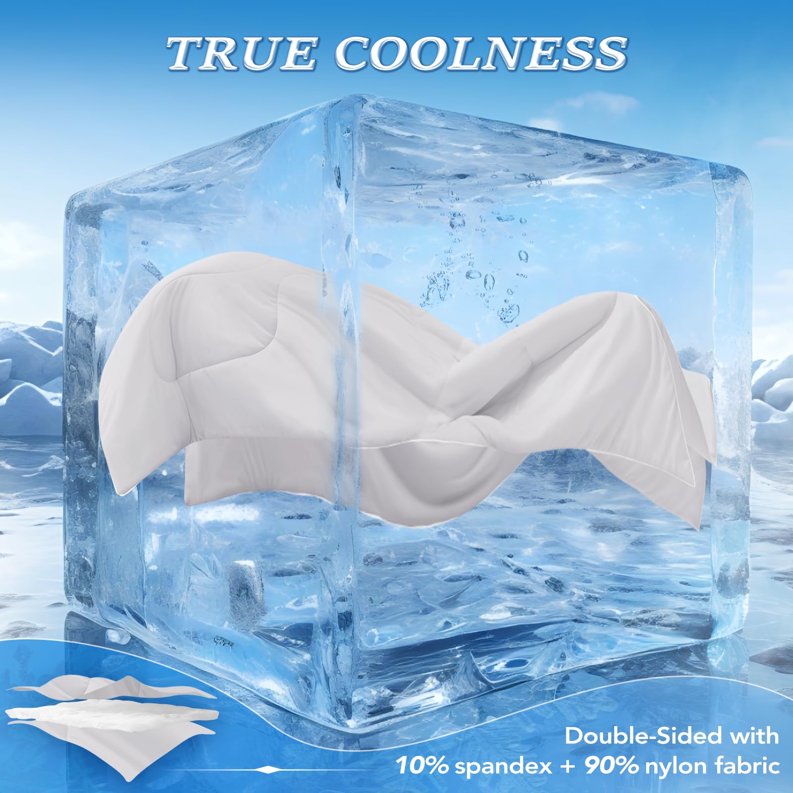 HARBOREST Queen Size Cooling Comforter - Q-Max>0.45 Double-Sided Silky Cooling Blanket for Hot Sleepers & Night Sweats, Breathable Summer Bedding, Light Grey (90
