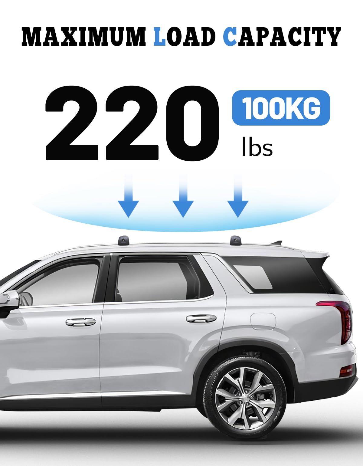 Heavy Duty Roof Rack Cross Bars for Hyundai Palisade 2019-2025 Models (SE/SEL/XRT/Limited/Calligraphy) - Lockable Aluminum Cargo Carrier for Kayak, Canoe, Bike, Snowboard & Luggage | Perfect for Road Trips & Outdoor Adventures