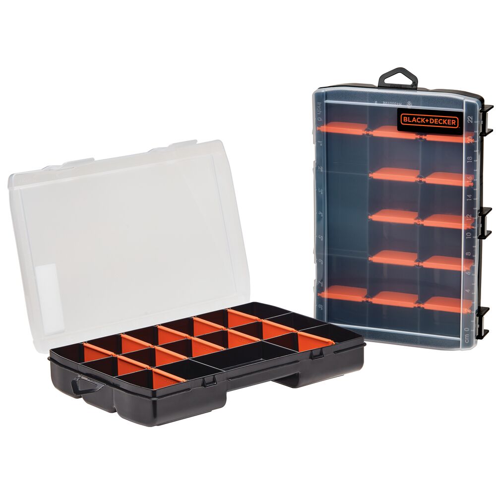 Beyond By BLACK+DECKER™ Small Parts Organizer Box With Adjustable Dividers - Perfect for Tool Storage, Craft Supplies & DIY Projects - Durable Plastic Storage Container for Home, Garage & Workshop Organization