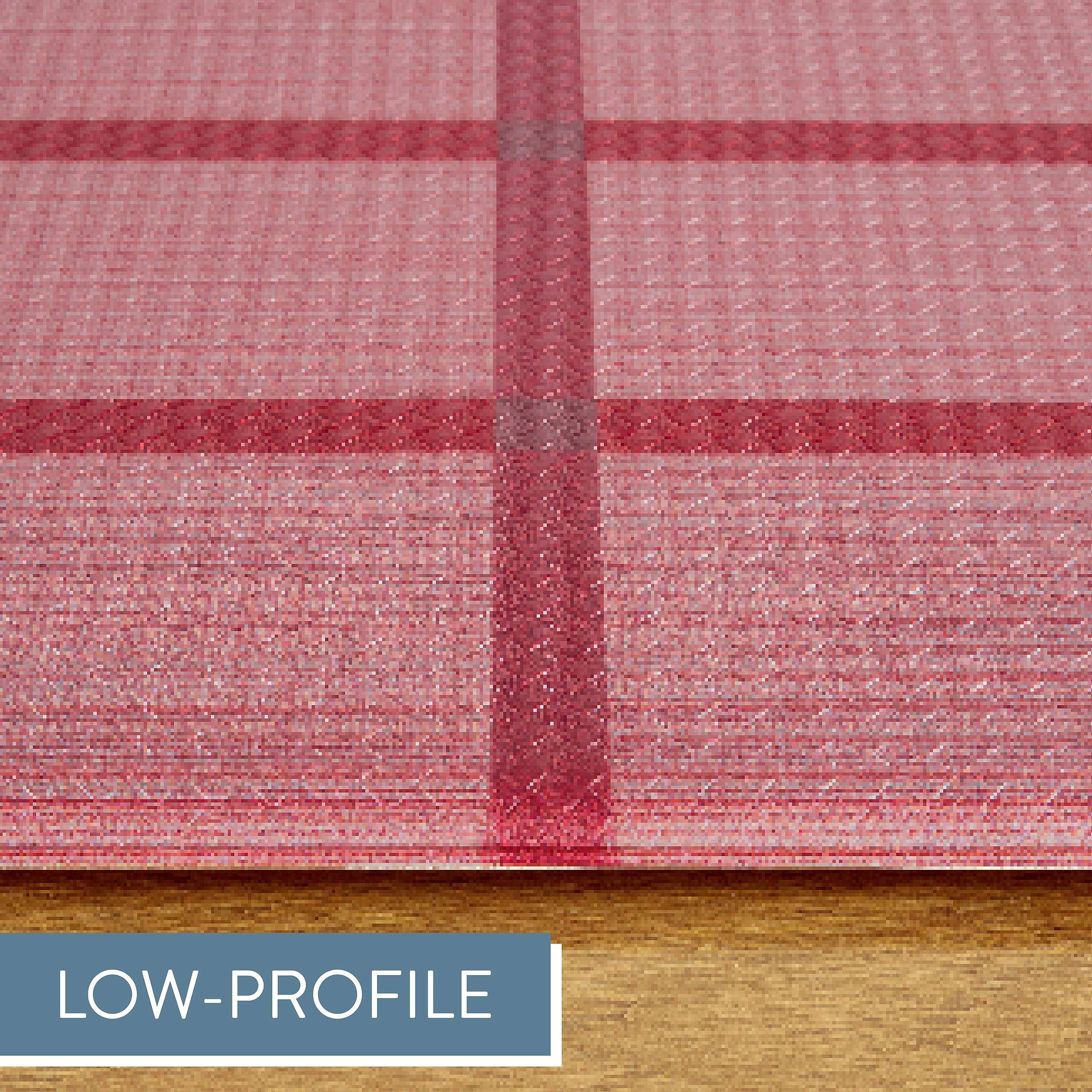 TOWN & COUNTRY BASICS Comfort Plus Anti-Fatigue Kitchen Mat - Non-Slip Plaid Runner Rug for Standing Desk, Office, Dorm Room - Red Windowpane Design 18