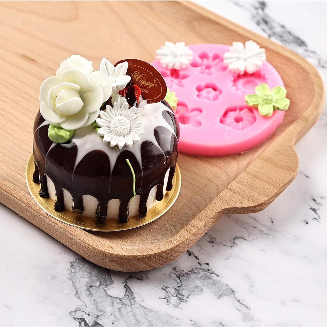 AKOAK 2-Piece Chrysanthemum & Sunflower Silicone Molds Set - Premium Flower Candy Molds for Cake Decorating, Fondant, Resin Art, Soap Making & DIY Cupcake Toppers - Perfect for Baking, Craft Projects & Home Decor