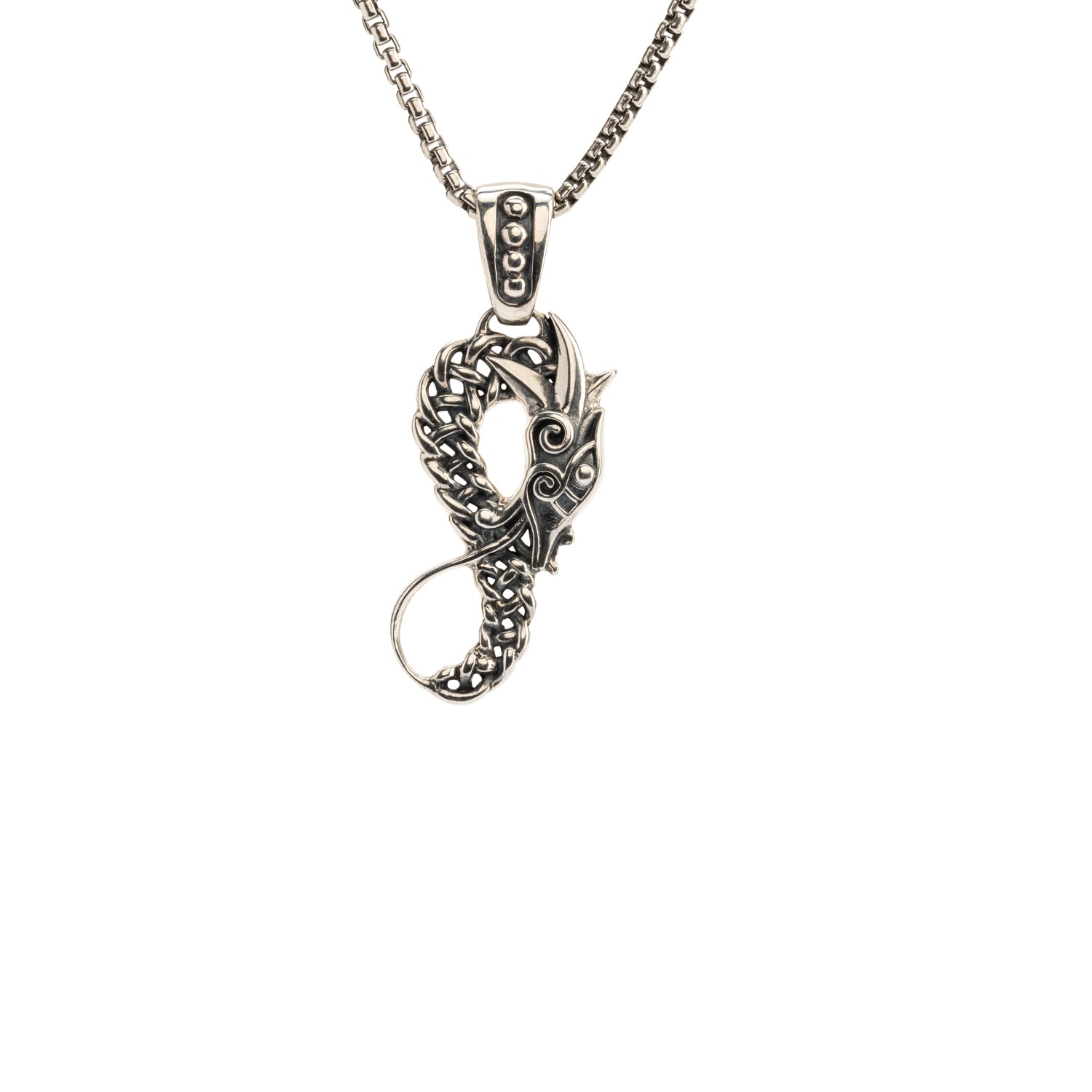 Silver and Bronze Reversible Dragon Pendant Necklace - Handcrafted Jewelry for Men & Women - Perfect for Gifts, Cosplay, and Fantasy Lovers