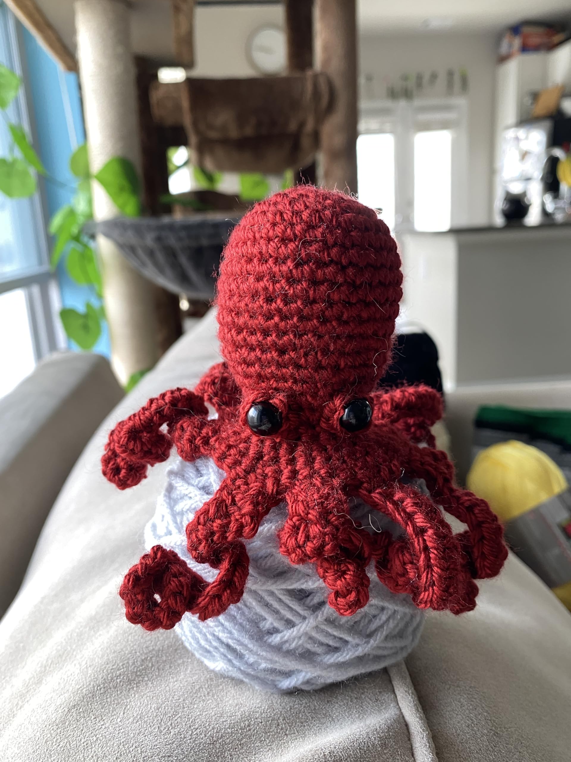 Handmade Crochet Octopus Plush Toy - Soft & Cuddly Red Octopus Friend for Kids, Perfect Gift for Birthdays & Baby Showers | Great for Nursery Decor, Sensory Play & Comfort Companions