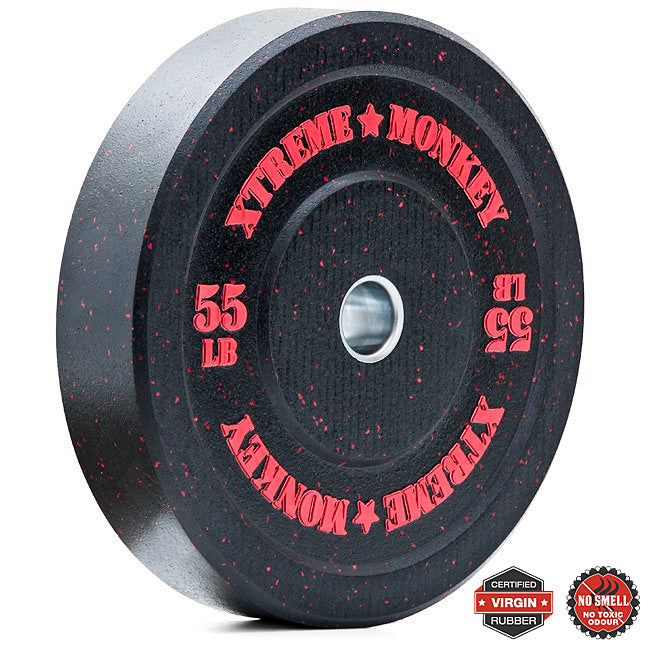 XM FITNESS 55lbs Crumb Rubber Bumper Plate - Olympic Weight Plates for CrossFit, Powerlifting & Home Gym Workouts