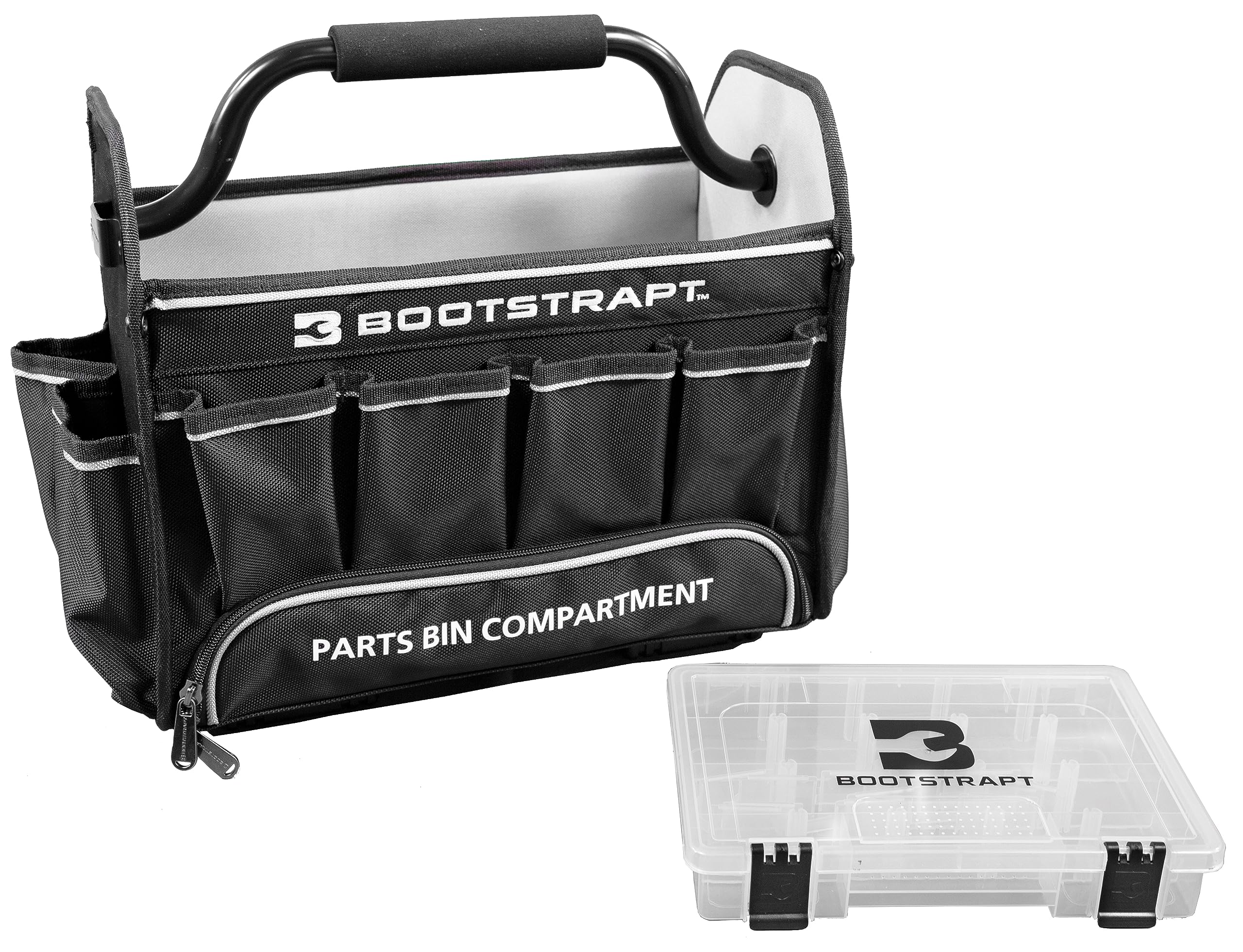 15 Inch Contractor's Tote Bag with Built-in Parts Organizer - Heavy Duty Tool Storage for Construction, Plumbing & Electrical Work On-Site