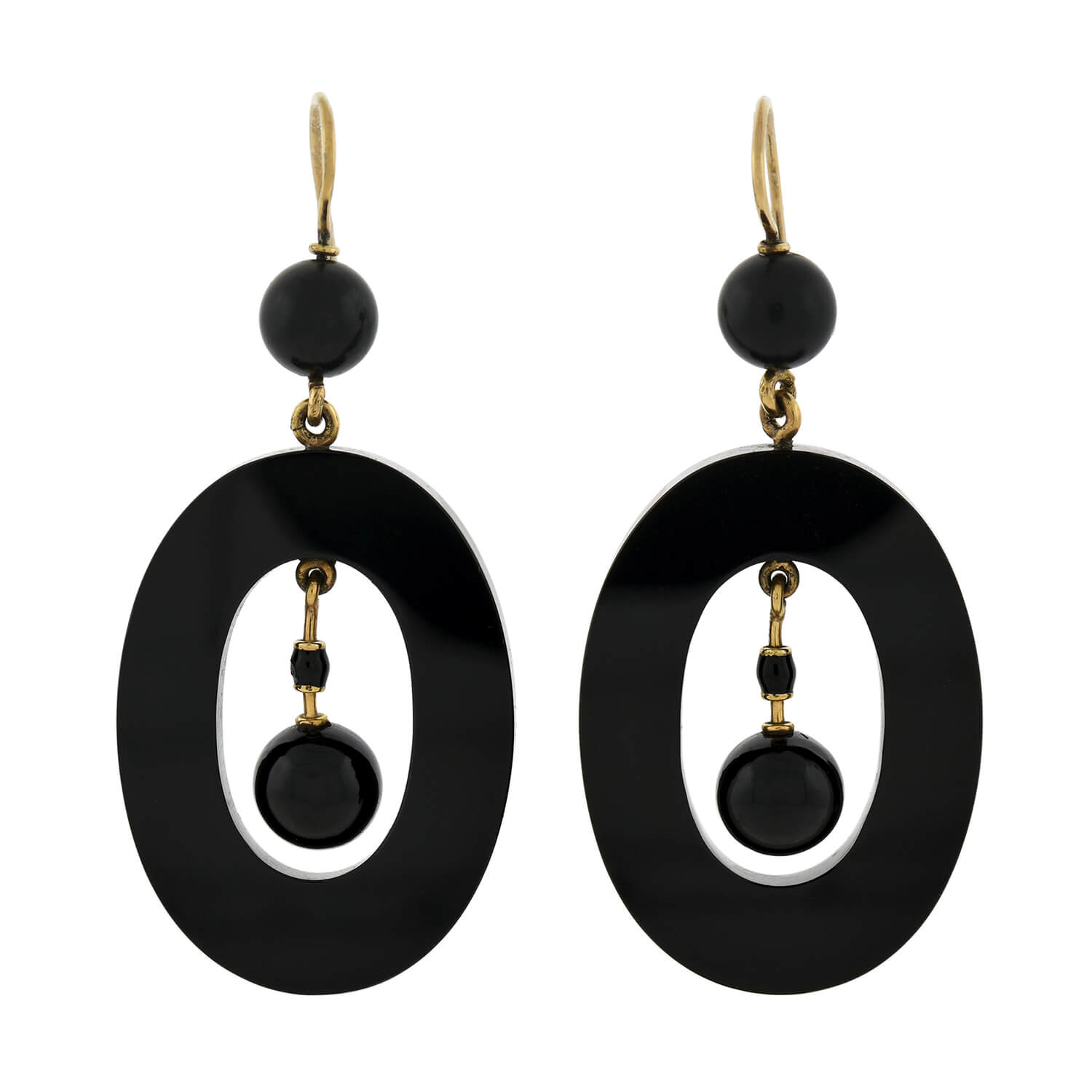 14K Gold Victorian Style Carved Onyx Oval Hoop Earrings – Elegant Vintage Jewelry for Women, Perfect for Weddings, Parties & Special Occasions