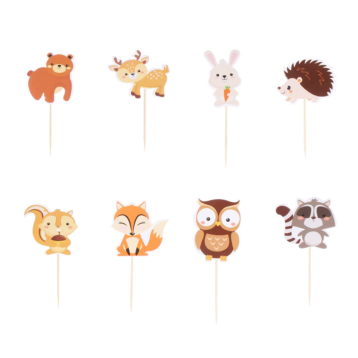 24pcs Forest Animal Cake Toppers - Rabbit Bear Fox Cupcake Picks for Birthday Party, Baby Shower & Dessert Decor | Adorable Animal Themed Cake Decorations for Kids Parties & Special Celebrations