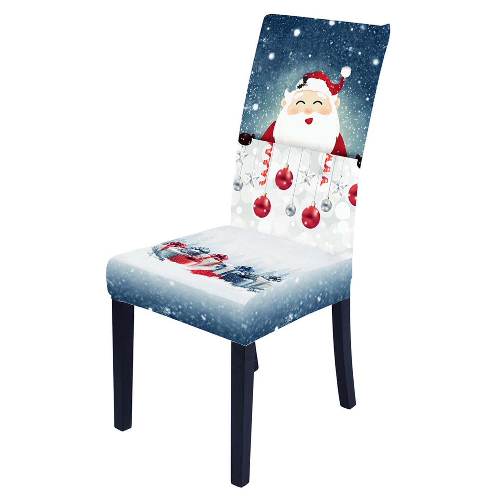 Rhinoon Christmas Chair Covers - Stretchable Printed Dining Chair Slipcovers with Santa & Snowman Patterns, Universal Fit for Home, Hotel & Restaurant Decor | Perfect for Holiday Parties, Family Gatherings & Festive Home Styling