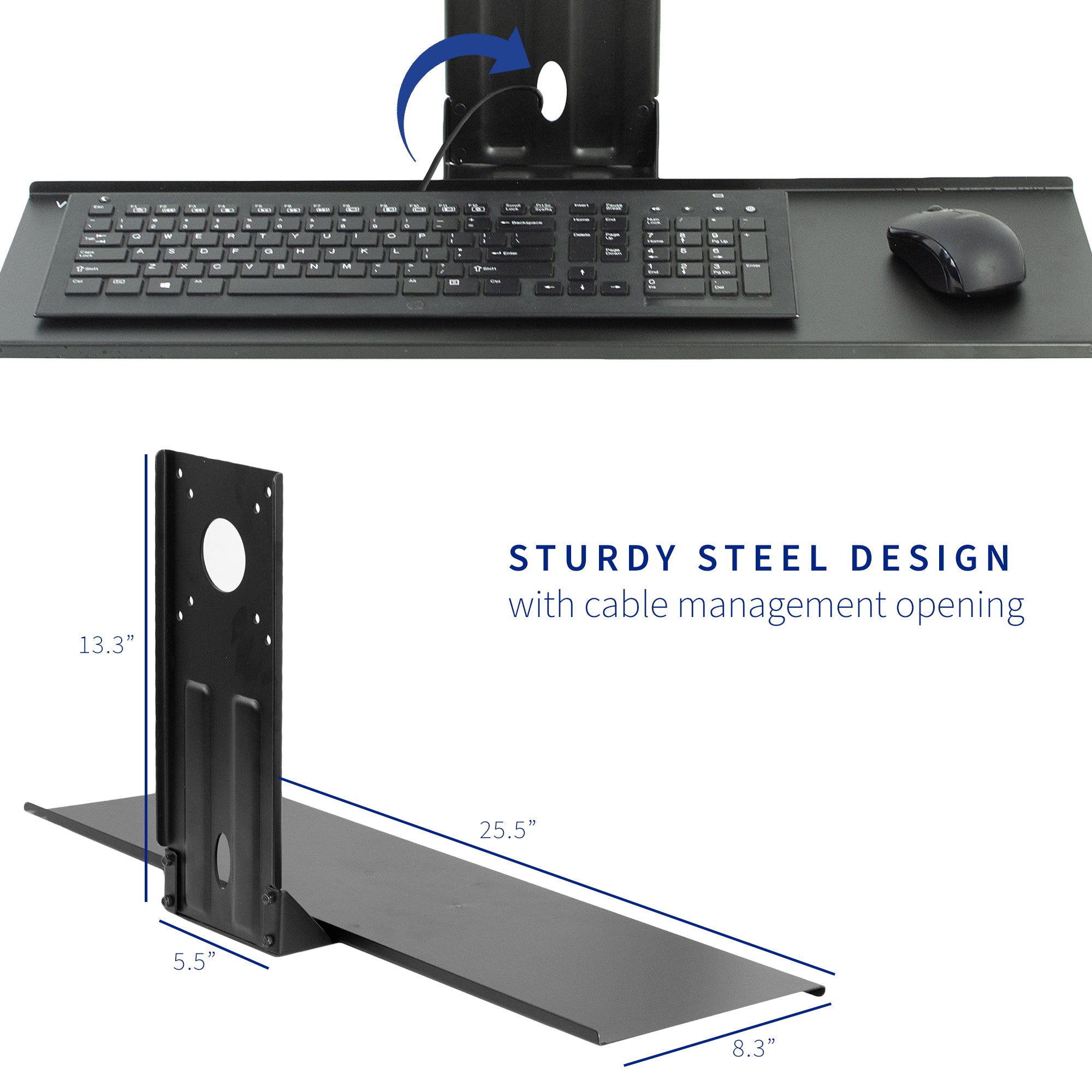VESA Mount Keyboard Tray Attachment - Adjustable Under Desk Keyboard Holder for Ergonomic Workspace Setup | Perfect for Home Office, Gaming & Computer Desks