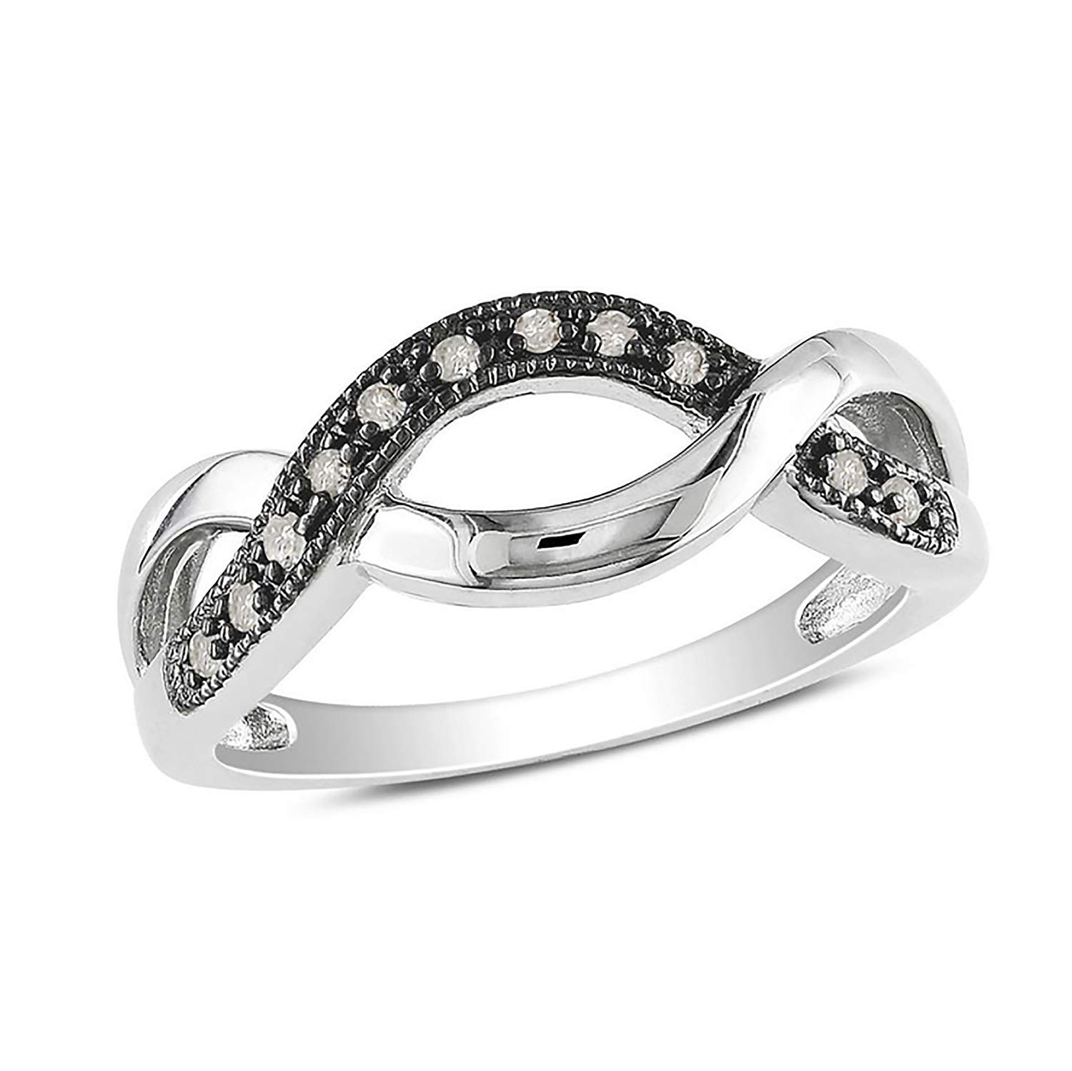 Black Infinity Ring for Women - Sterling Silver CZ Promise Ring for Gifts & Anniversaries