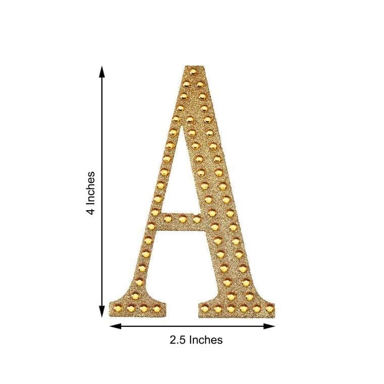 4 Inch Tall Self-Adhesive Rhinestone Letter Stickers - Gold Gem Decals for DIY Crafts, Scrapbooking & Home Decor