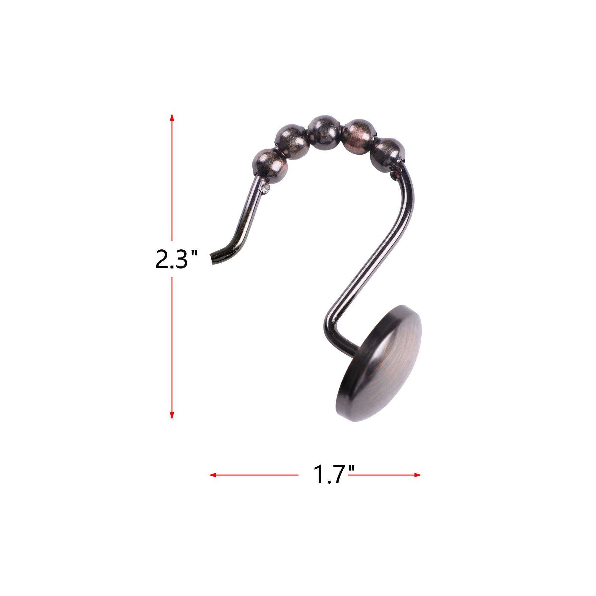 Utopia Alley Shower Hooks - 12 Pack Rust-Resistant Roller Shower Curtain Rings for Bathroom - Oil Rubbed Bronze Hooks for Shower Curtain & Liner - Perfect for Home, Hotel & Spa Bathroom Decor