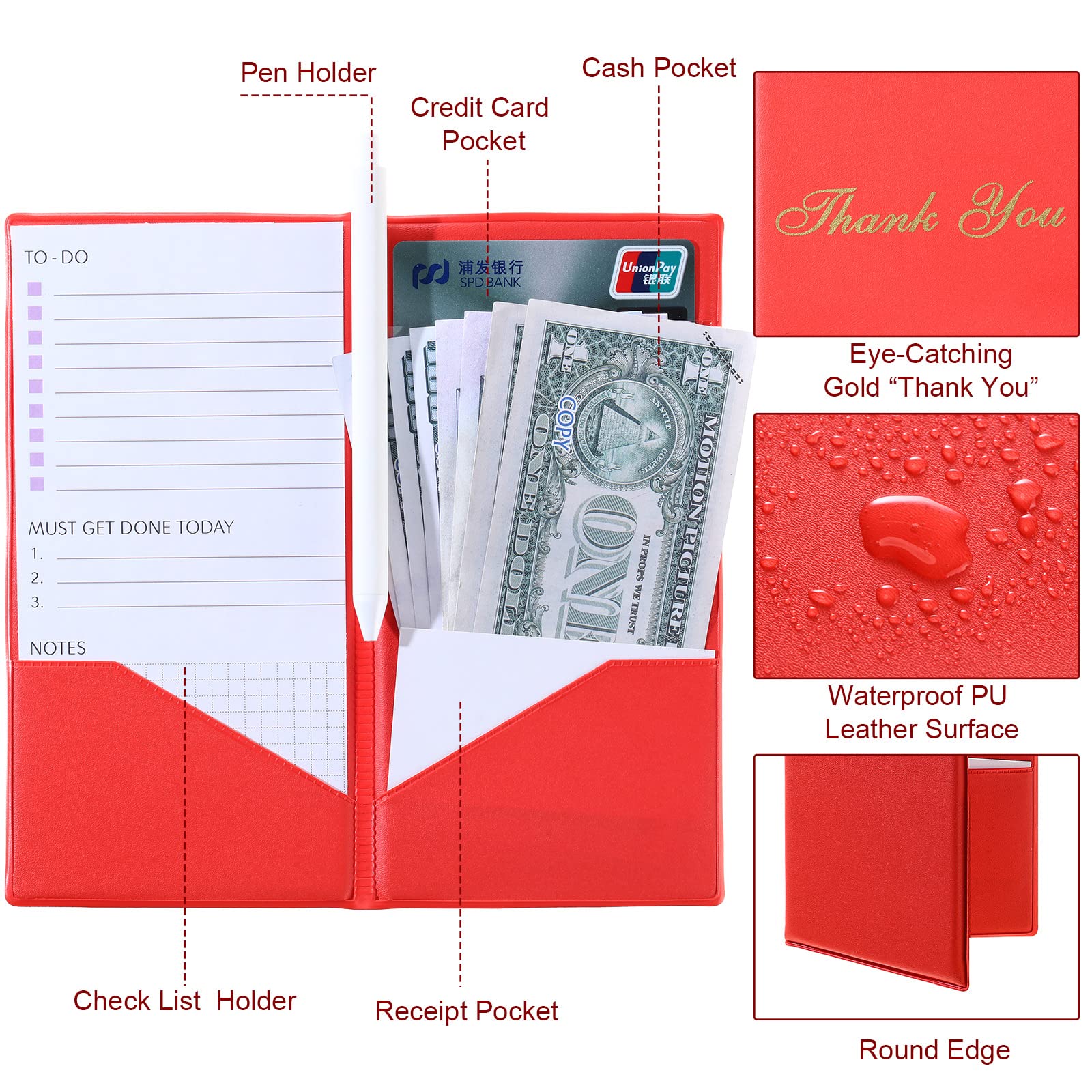 40 PCS Restaurant Guest Check Holders Bulk - Gold 