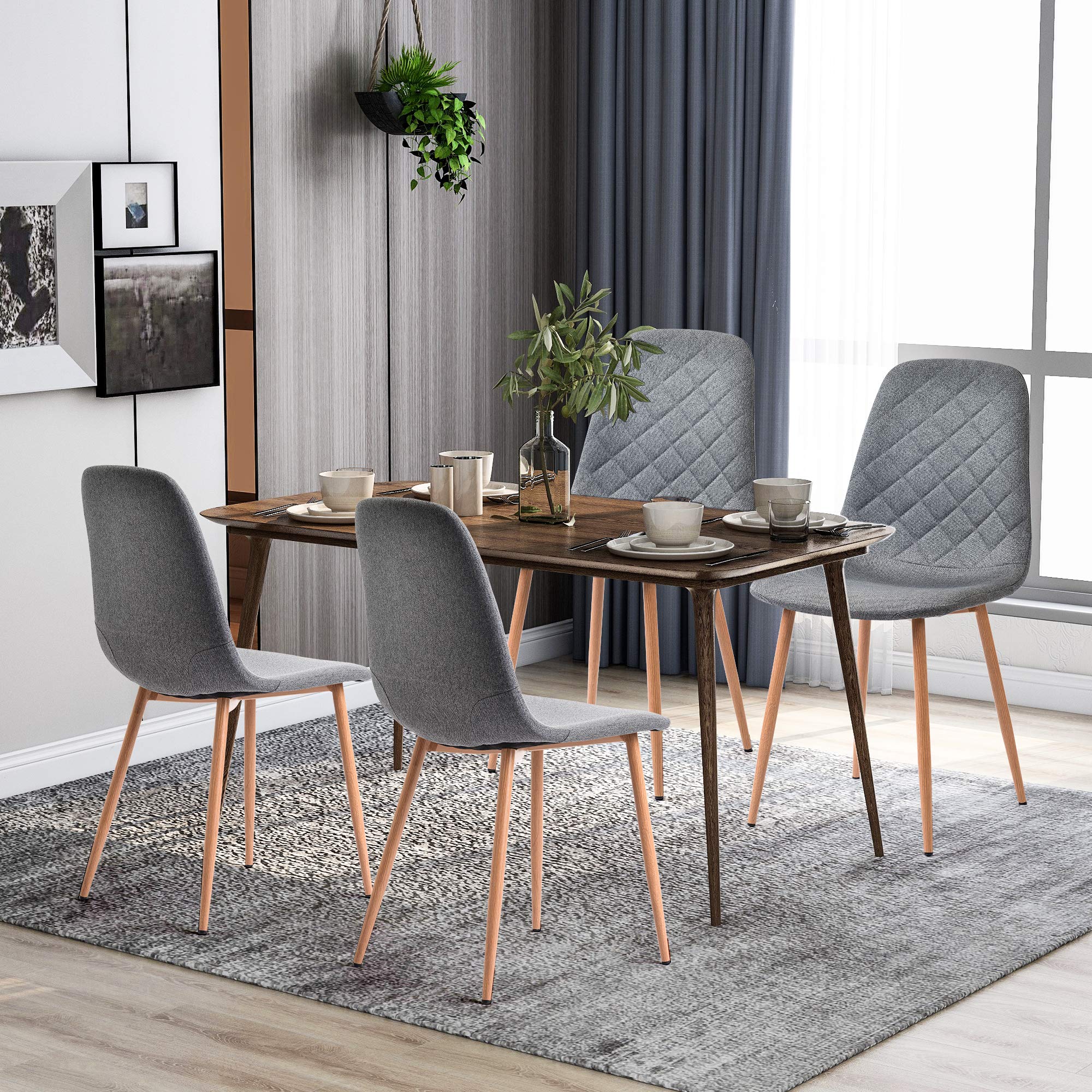 Premium PU Leather Dining Chairs Set of 4 - Modern Gray Lounge Chairs for Living Room, Restaurant & Kitchen - Waterproof & Eco-Friendly Upholstered Seating for Home & Commercial Use