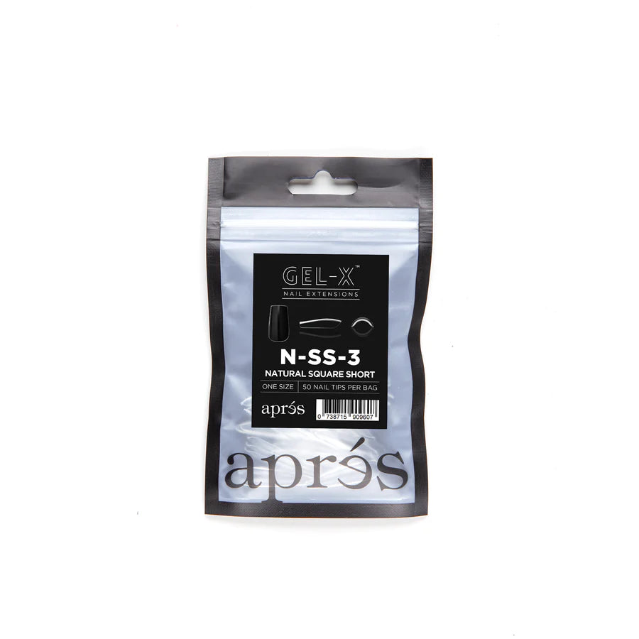 Apres Gel X Tips 50pc - Natural Short Square Nail Extensions for Easy DIY Manicures at Home | Salon-Quality Press-On Nails for Women