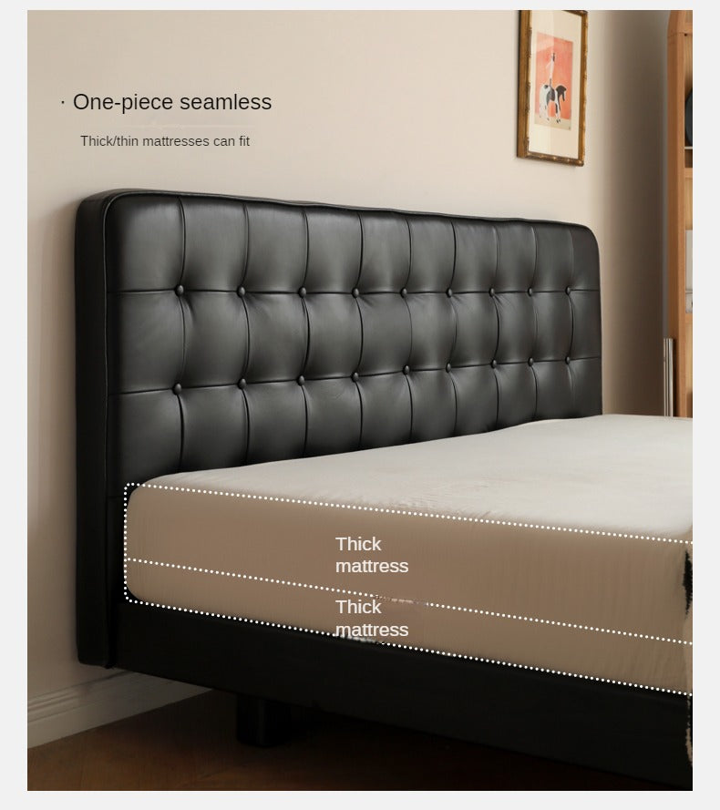 Premium Black Leather Suspension Bed - Luxurious & Durable for Bedroom, Guest Room, or Dorm - Enhances Comfort & Style