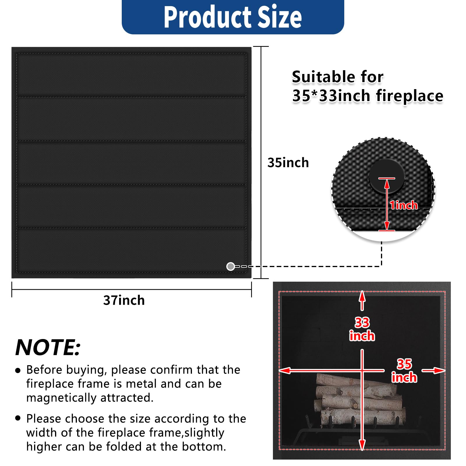 Magnetic Fireplace Cover - 37
