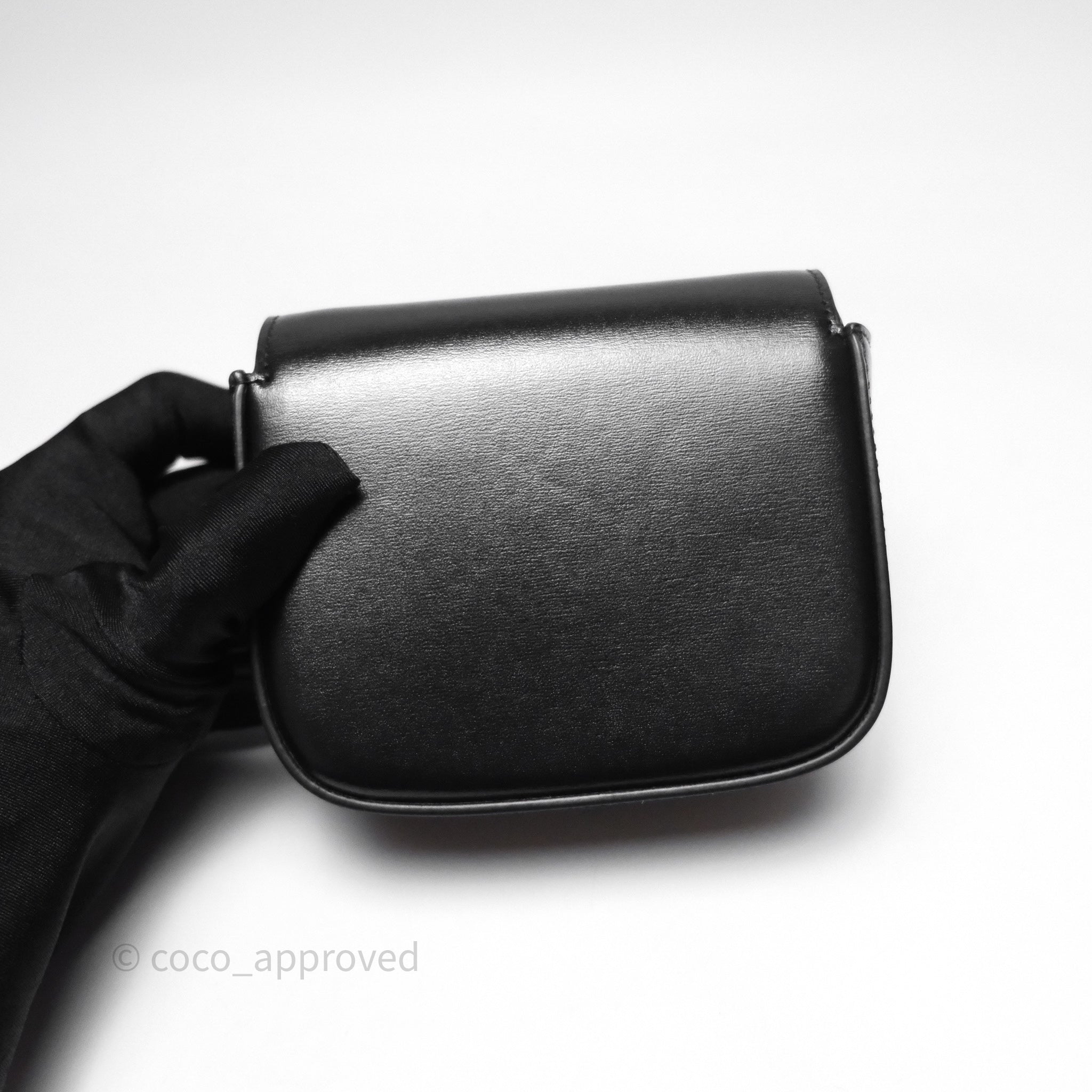 Celine Mini Claude Triomphe Bag in Black Shiny Calfskin Leather - Luxury Crossbody Purse for Women, Perfect for Date Night & Evening Events