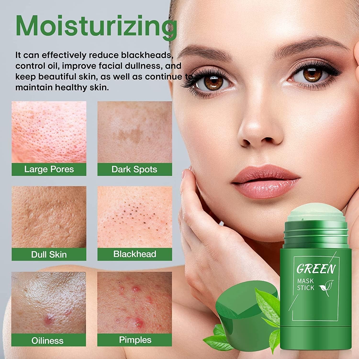 BSBDA Green Tea Cleansing Mask Stick - Deep Pore Cleanse for Blackheads & Whiteheads | Oil Control & Anti-Acne Treatment | Face Mask Stick for Men & Women | Perfect for Travel & Daily Skincare Routine