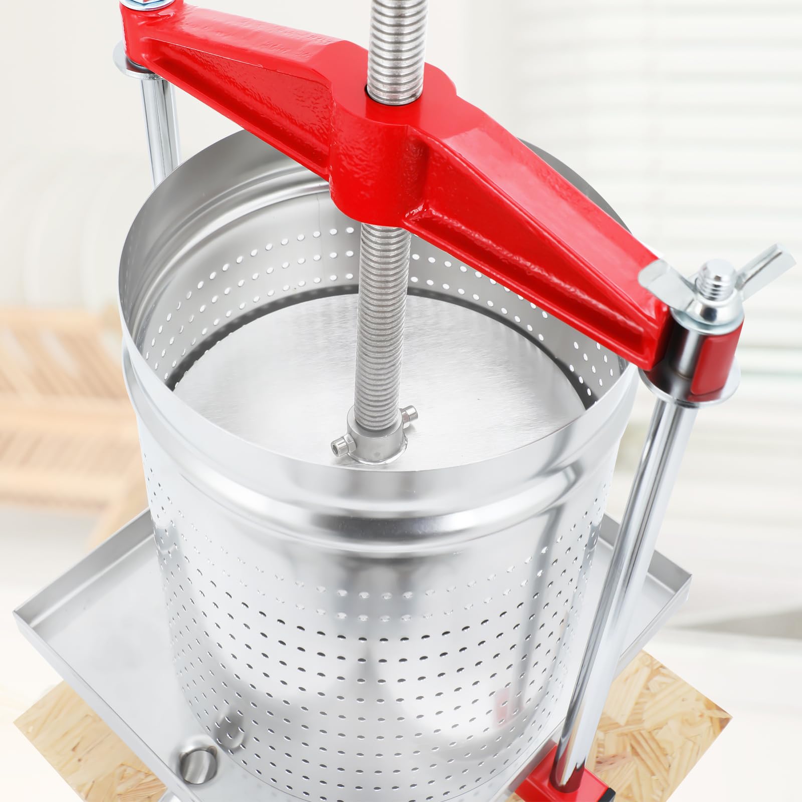 4 Gallon (15L) Mosakar Stainless Steel Fruit Press for Apples, Grapes & Berries - AISI 304 Food-Grade Juice Extractor - Perfect for Homemade Cider, Wine & Cheese Making - Ideal for Home Brewing & Farmhouse Use
