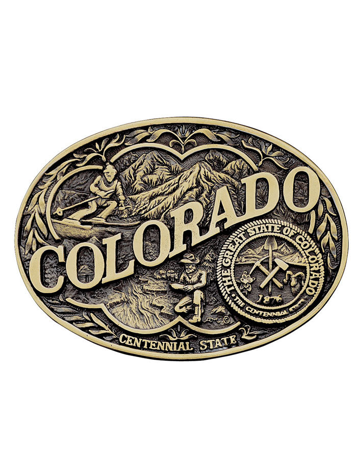 Montana Silversmiths 60811COC Colorado State Heritage Western Belt Buckle - Perfect for Cowboy Boots, Jeans & Western Fashion Outfits