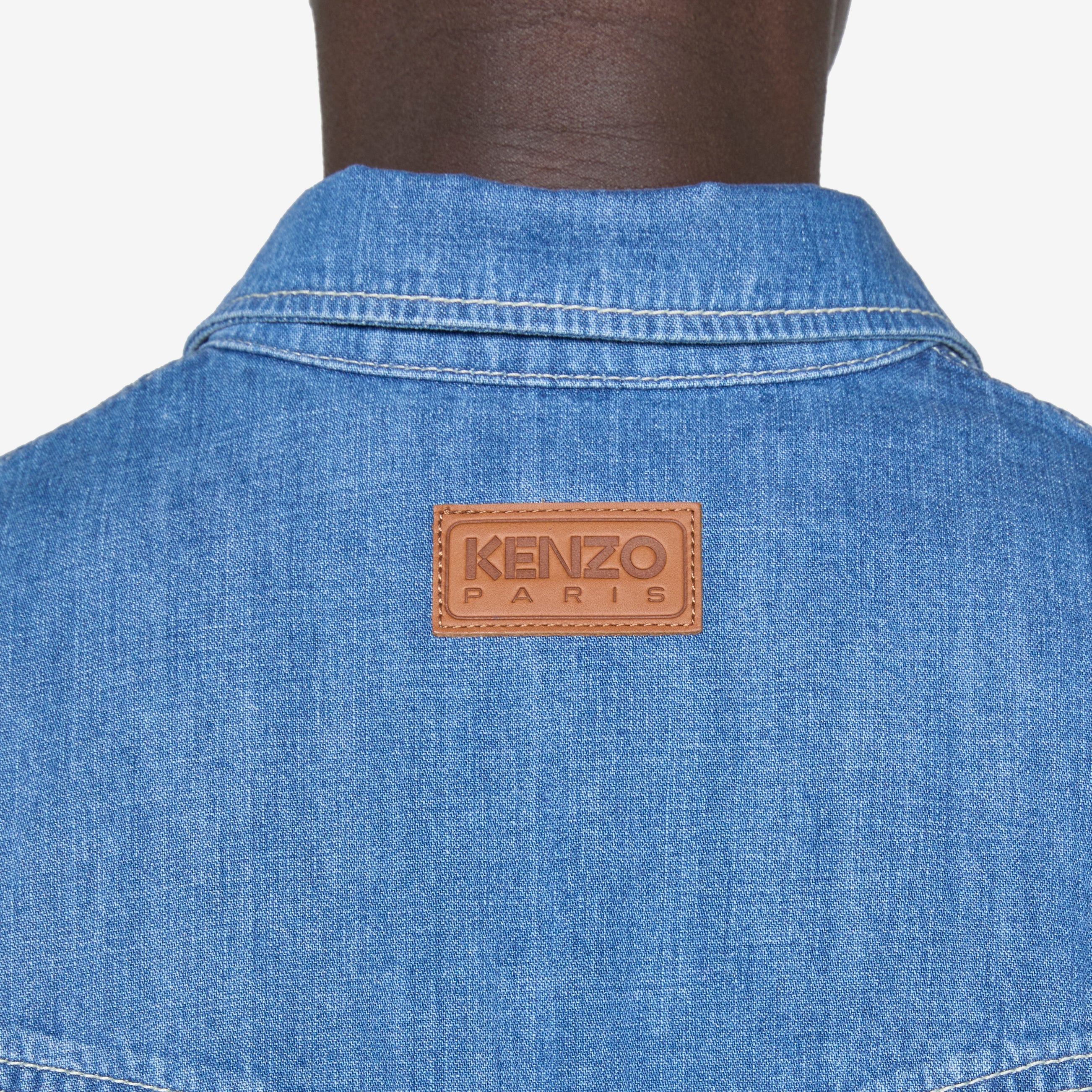 Men's Short Sleeve Casual Shirt - Stone Washed Bleached Blue Cotton Button Down for Summer Outdoor Activities and Travel