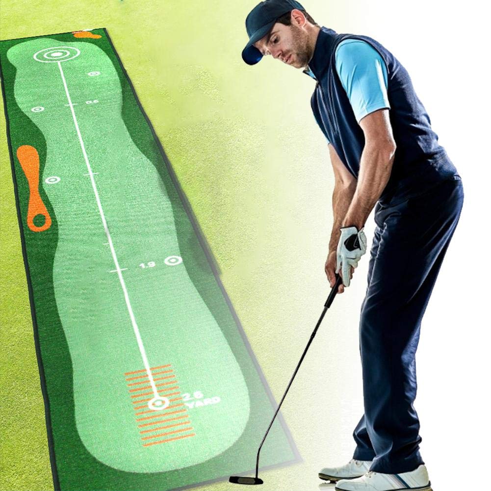 Premium Golf Putting Mat for Indoor & Outdoor Use - Anti-Slip, Odorless Training Green with Challenging Putter - Perfect for Home Office, Man Cave or Backyard Practice