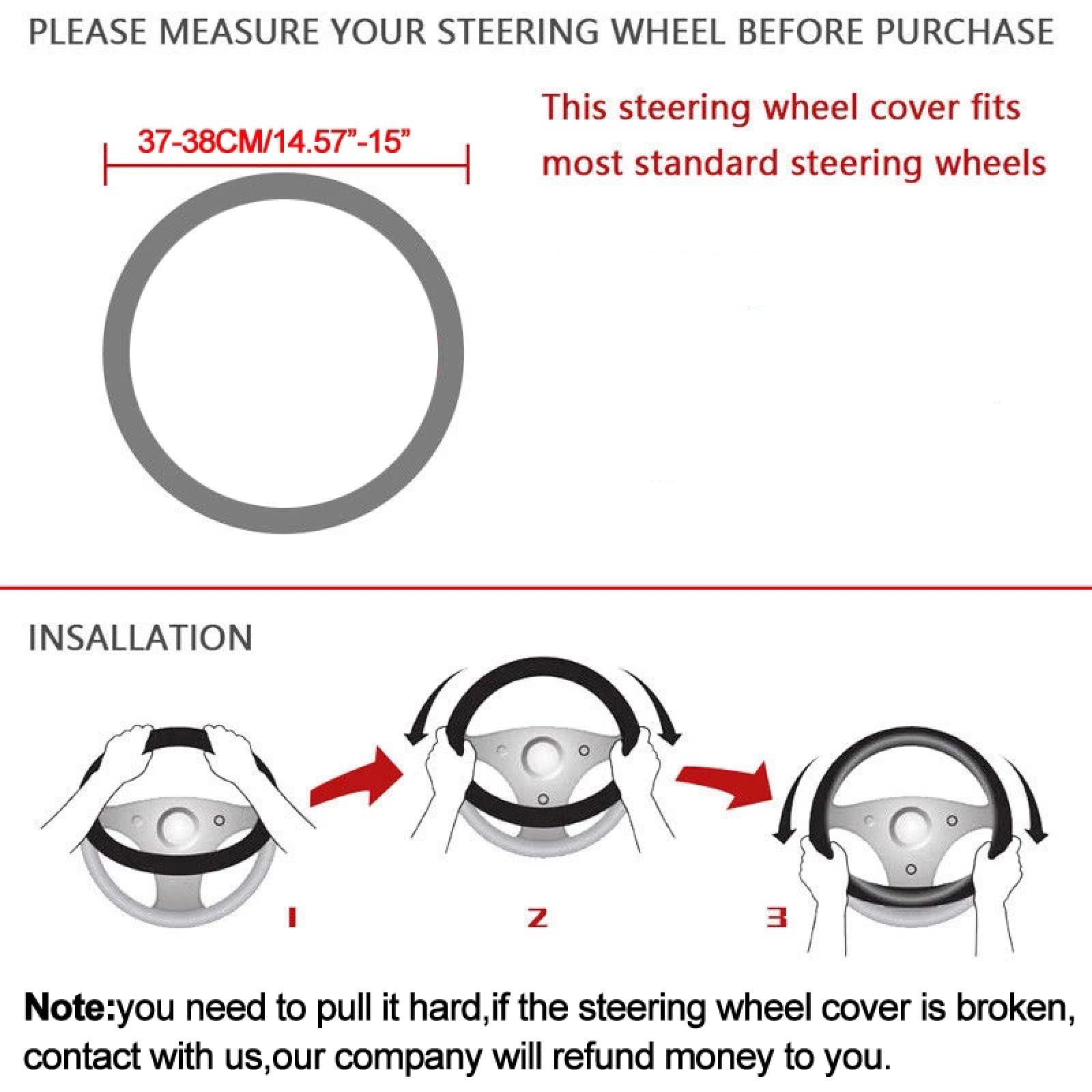 Premium PU Leather Steering Wheel Cover - Universal Fit 37/38cm, Anti-Slip & Breathable Car Accessory for Comfort & Style | Perfect for Daily Commute, Road Trips & Enhanced Driving Experience