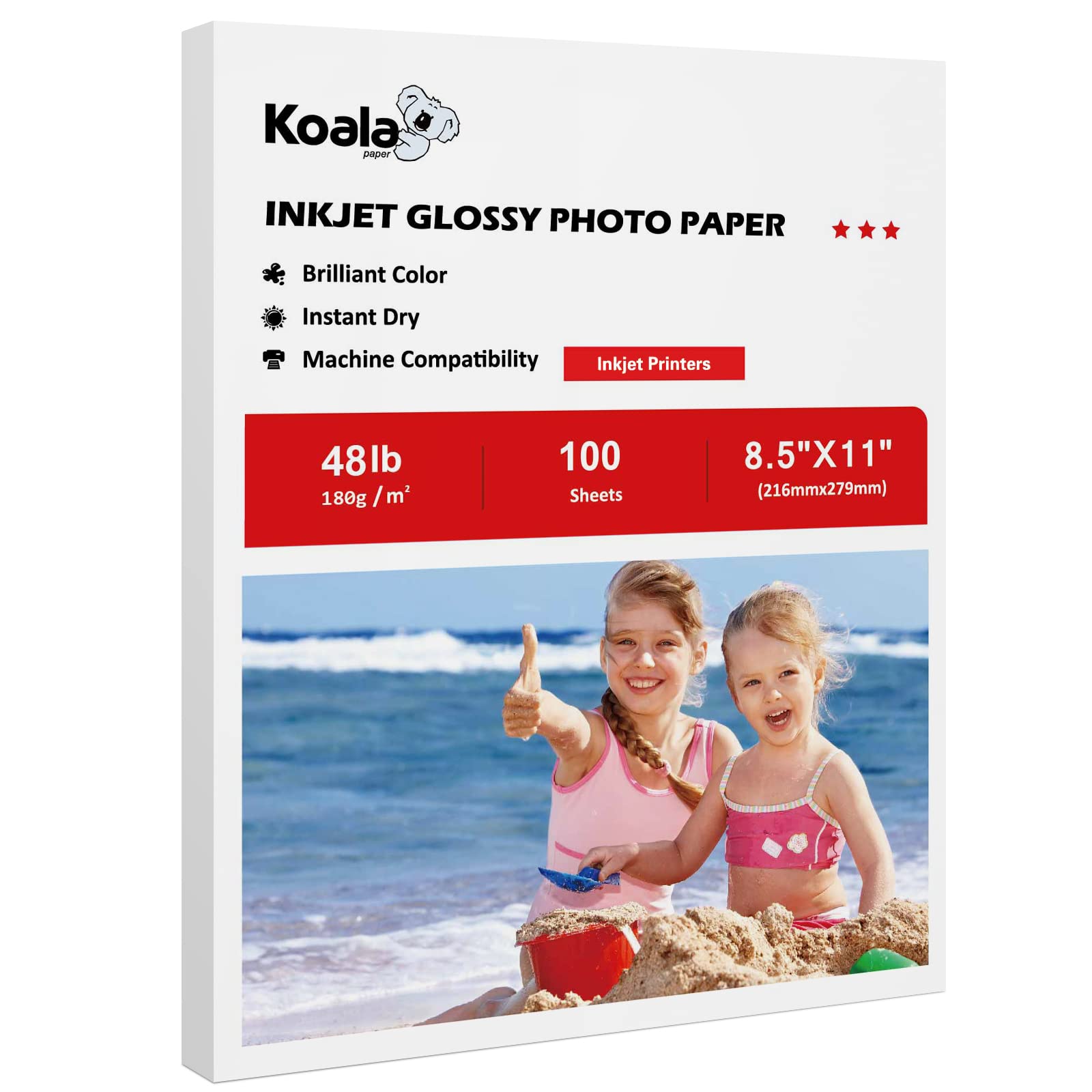 Premium Koala Inkjet Glossy Photo Paper & Self-Adhesive Sticker Paper Bundle - High-Quality Printing for Photos, Labels & DIY Crafts - Perfect for Scrapbooking, Home Decor & Office Use
