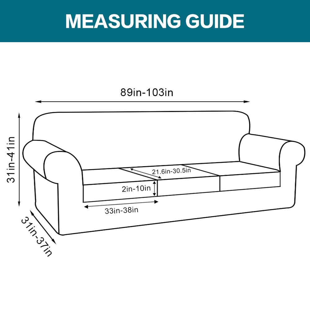 Turquoise 4-Piece Sofa Slipcover Set for 3-Cushion Couch - Washable Jacquard Fabric Furniture Protector with 3 Individual Cushion Covers (XL, Brown) - Perfect for Pet Owners & Living Room Decor