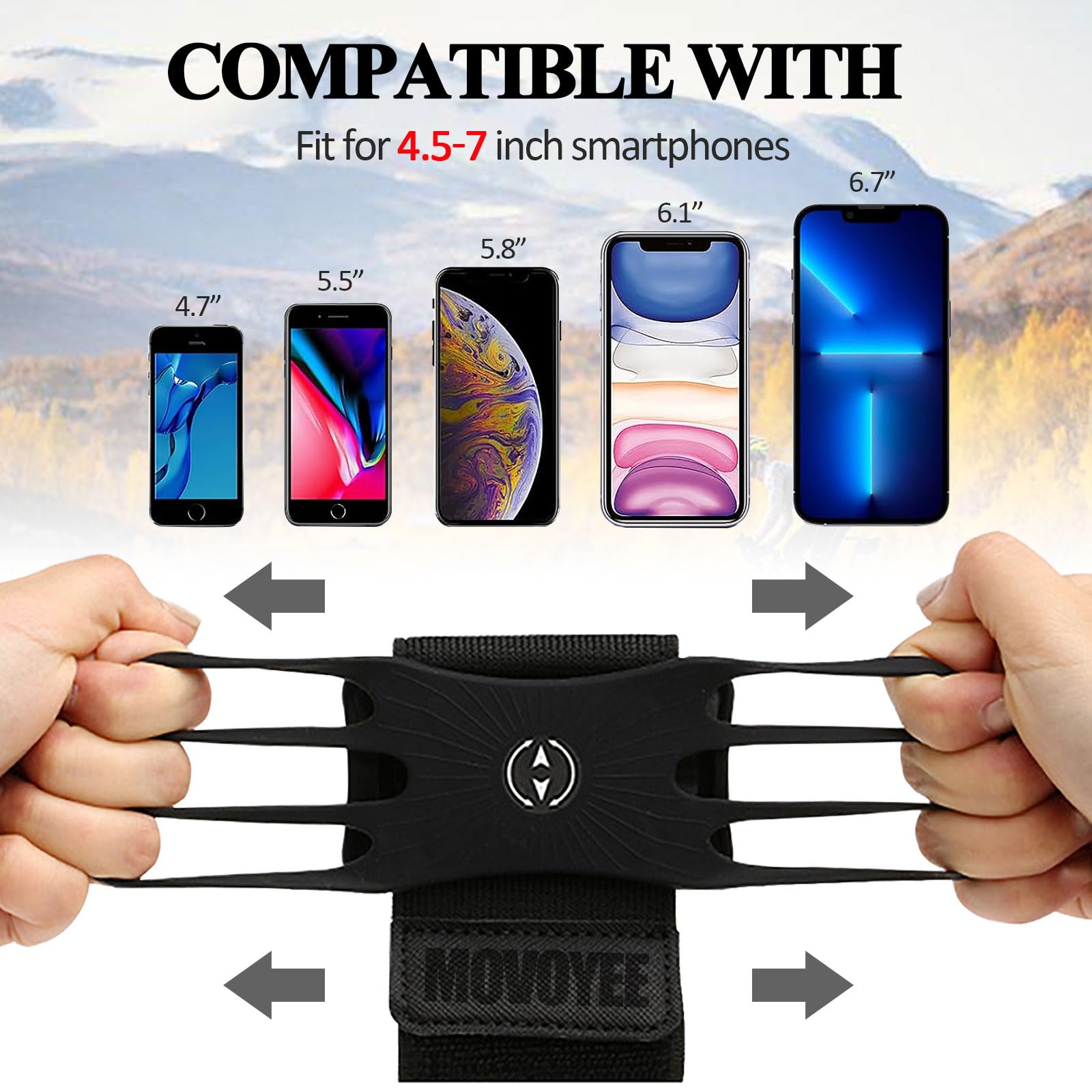 360° Rotating Detachable Sports Armband Phone Holder for Running, Cycling & Gym - Compatible with iPhone 15 14 13 12 11 Pro Max XS XR X Plus & Galaxy S24 Ultra - Secure Workout Wristband (Black) | Perfect for Jogging, Weight Training & Outdoor Activities