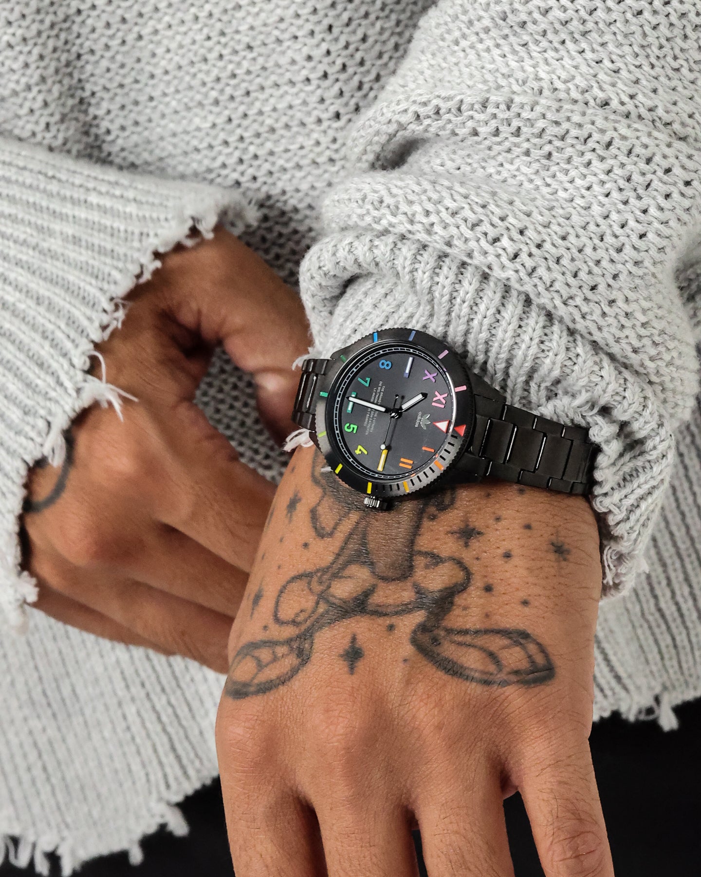 Adidas Edition Three 36MM Black/Rainbow Watch - Stylish Unisex Sports Watch for Men & Women - Perfect for Running, Gym Workouts & Everyday Wear
