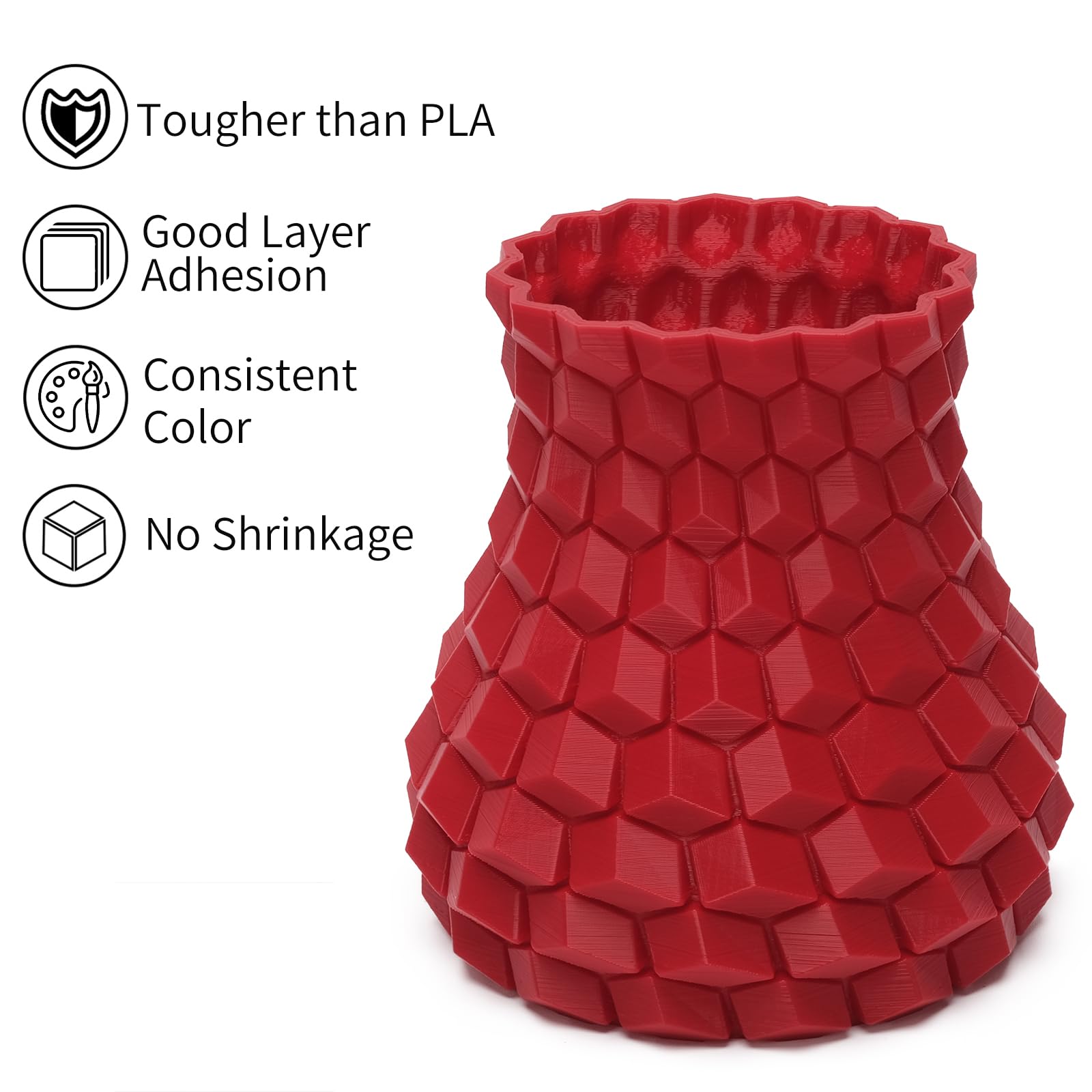 INLAND Micro Center PLA+ 3D Printer Filament 1.75mm - High Precision PLA Plus Filament with +/- 0.03mm Accuracy - 1kg (2.2 lbs) Cardboard Spool - True Red - Perfect for 3D Printing Models, Prototypes & DIY Projects