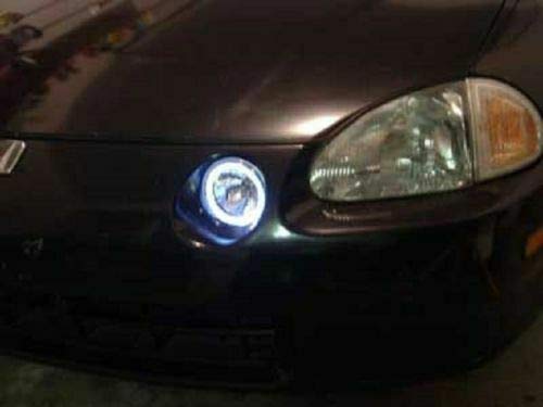 White Halo Angel Eye Fog Lamps Driving Light Kit for 1992-1995 Honda Del Sol - High Visibility LED Lights for Night Driving & Car Customization