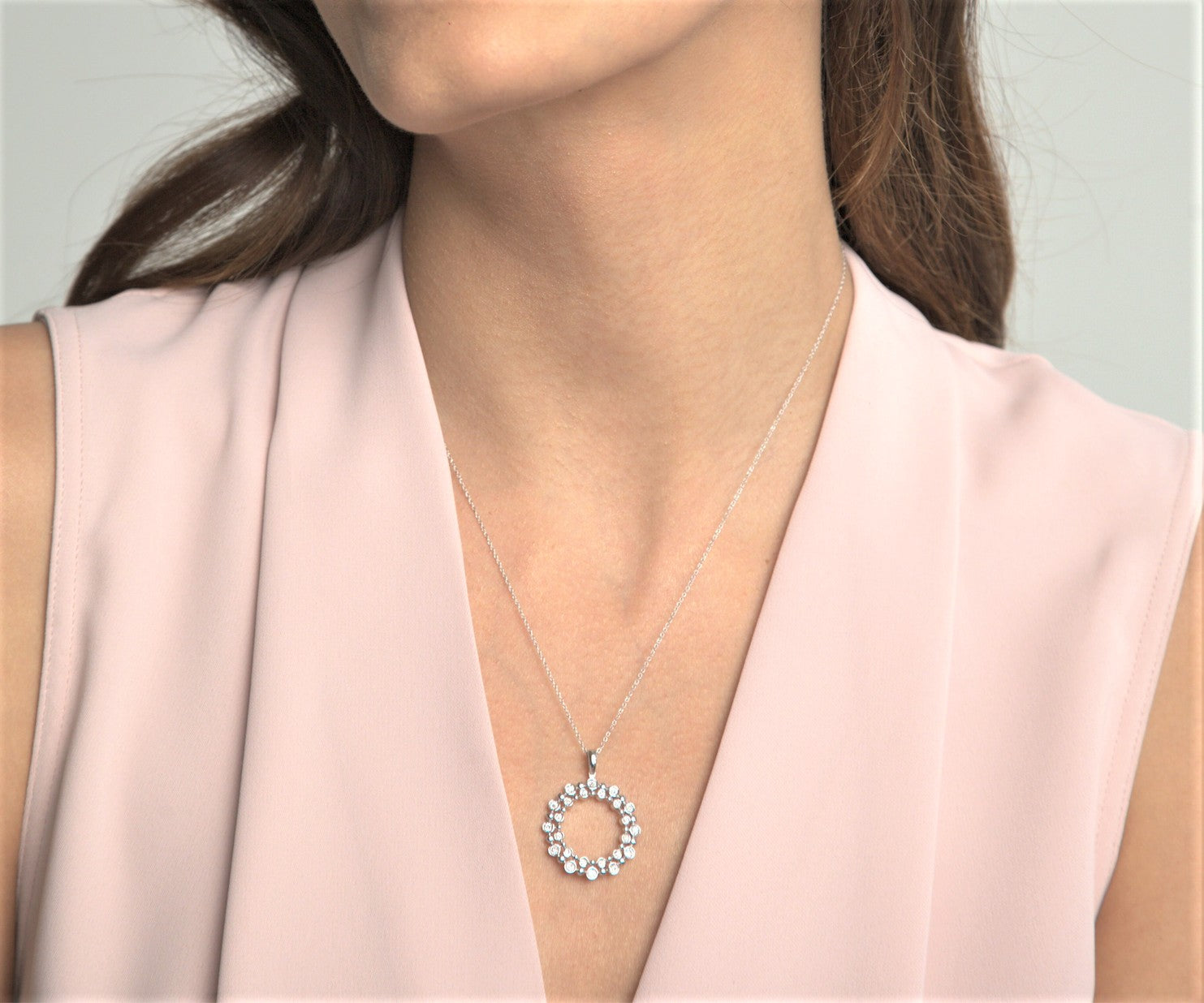14K Gold Twin Halo Diamond Necklace for Women - Elegant Bridal Jewelry & Anniversary Gift - Perfect for Weddings, Date Nights & Special Occasions