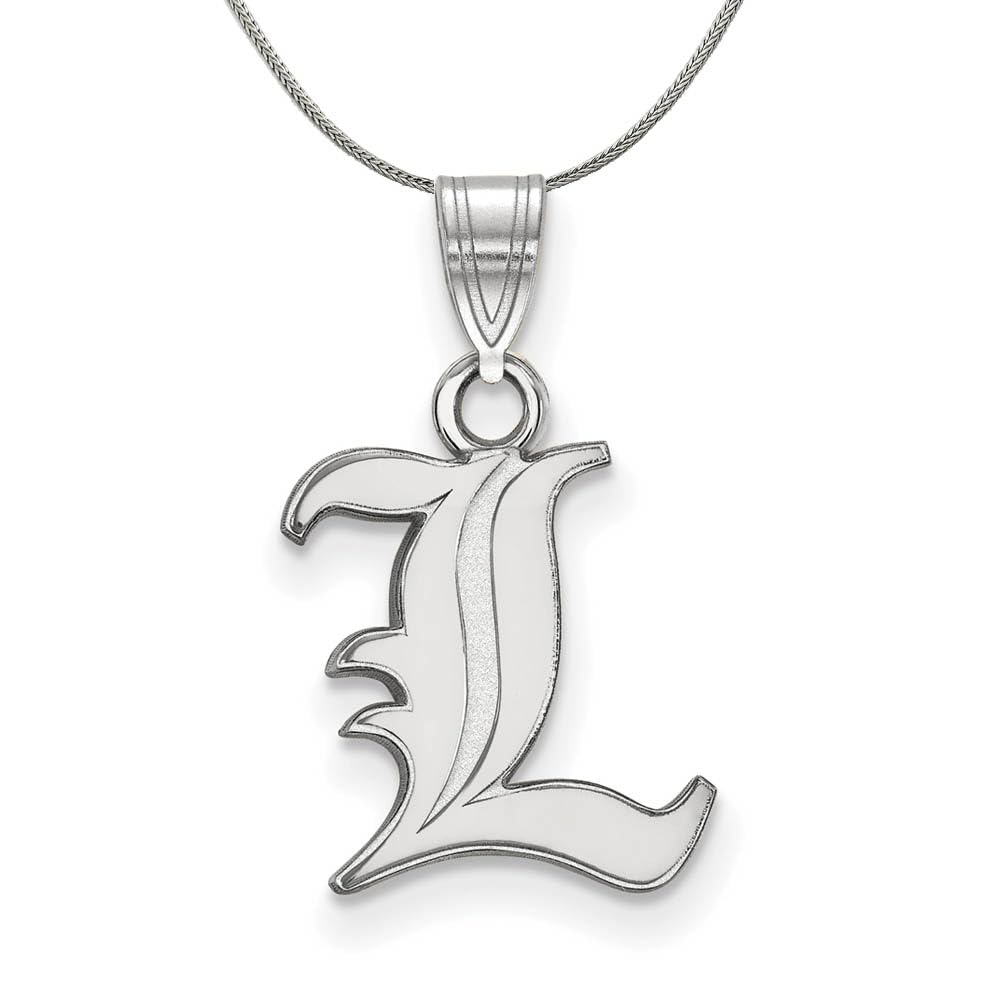 Louisville Cardinals Small 'L' Sterling Silver Necklace - Elegant Black Bow Pendant for Women, Perfect for Gifts, Game Days & School Spirit