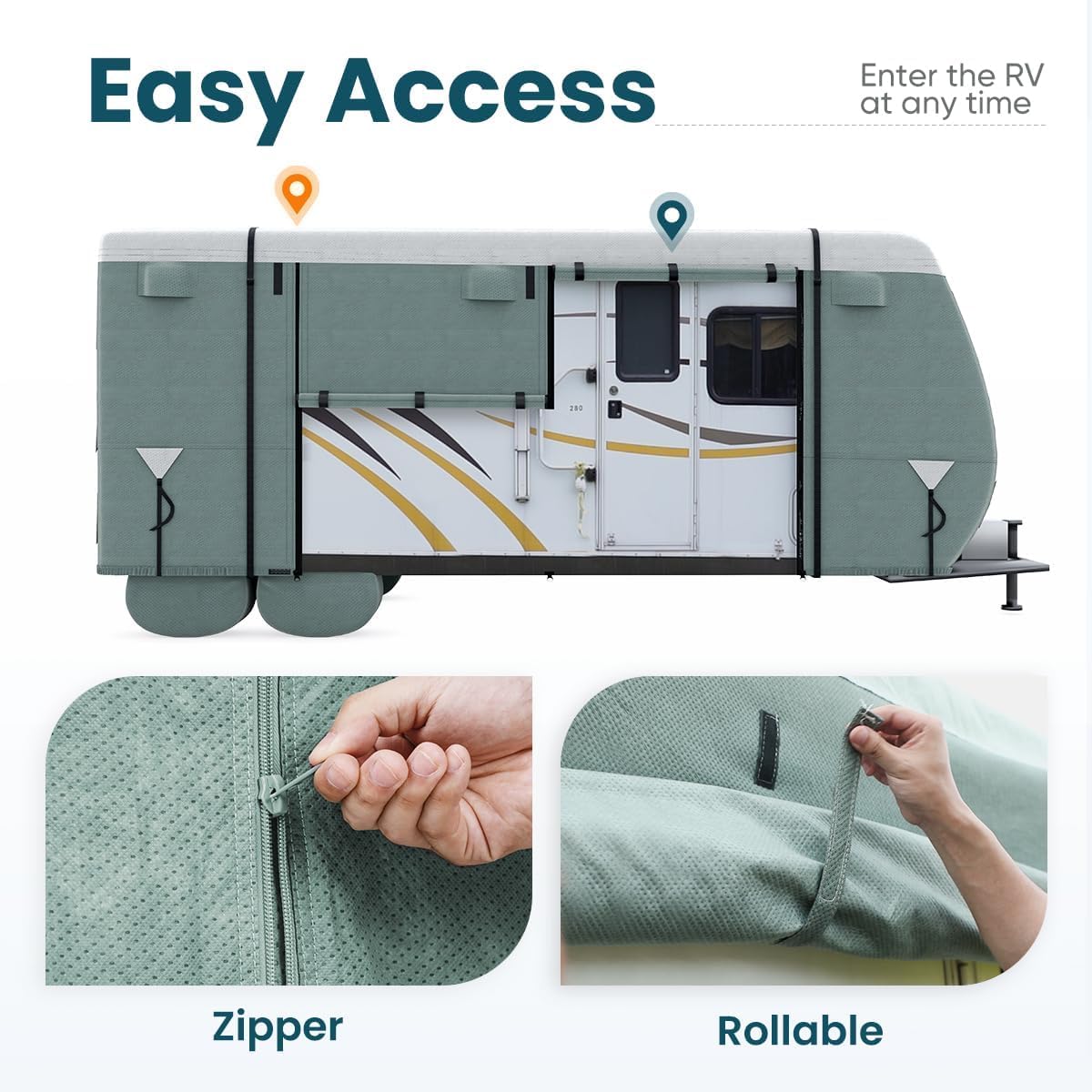KING BIRD Upgraded Heavy Duty RV Cover - 5-Layer Anti-UV Waterproof Travel Trailer Cover for 19.8'-21.8' Motorhomes | Breathable, Rip-Stop Camper Cover | Perfect for Outdoor Storage, Winter Protection & Long-Term Parking
